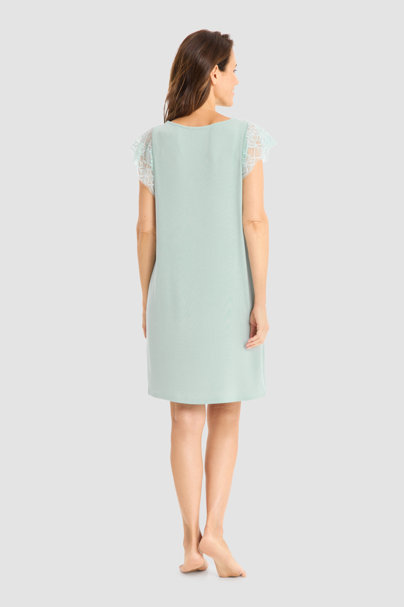 Féraud Nightgown back view in Light Jade