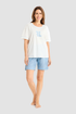 Féraud Lounge Top on model in Logoprint Blue