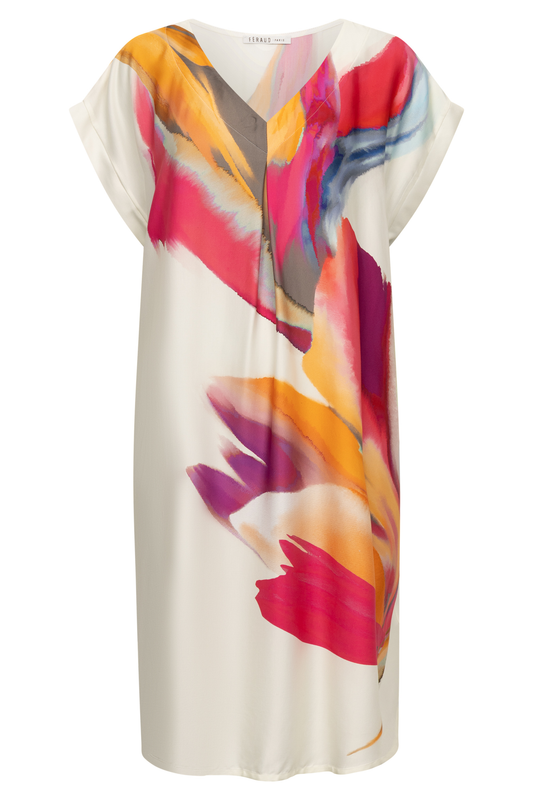 Féraud Beach Dress front view in Placed Flowers