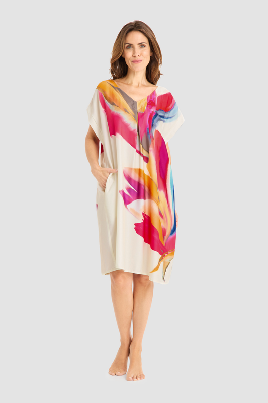 Féraud Beach Dress on model in Placed Flowers