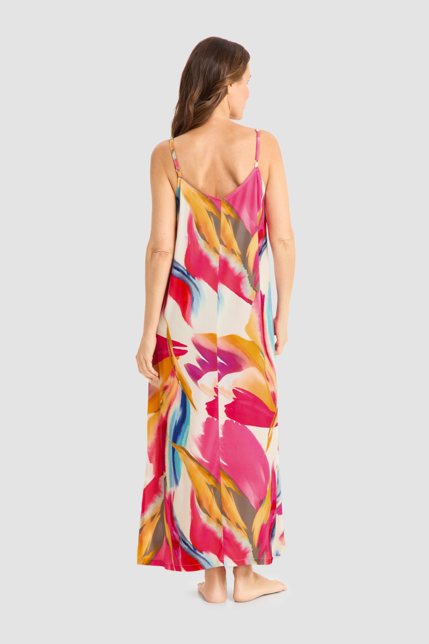 Féraud Beach Dress back view in Pink Flowers