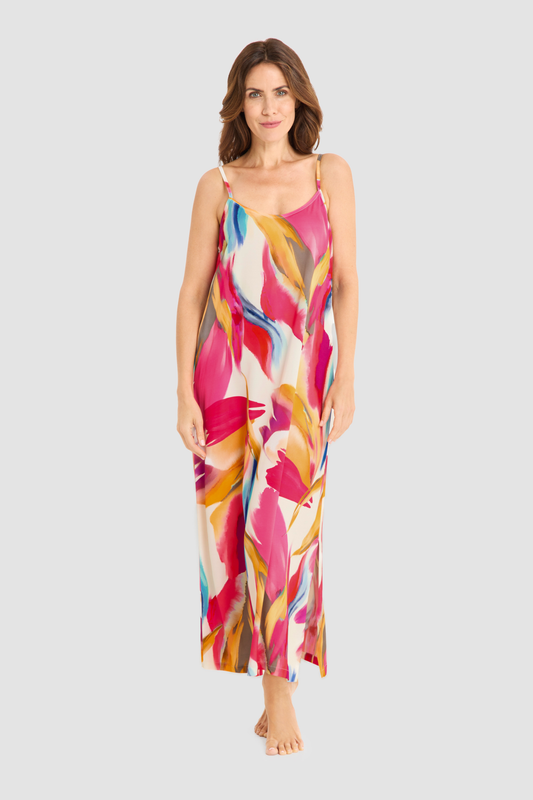 Féraud Beach Dress on model in Pink Flowers