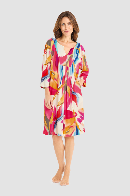 Féraud Beach Dress on model in Pink Flowers
