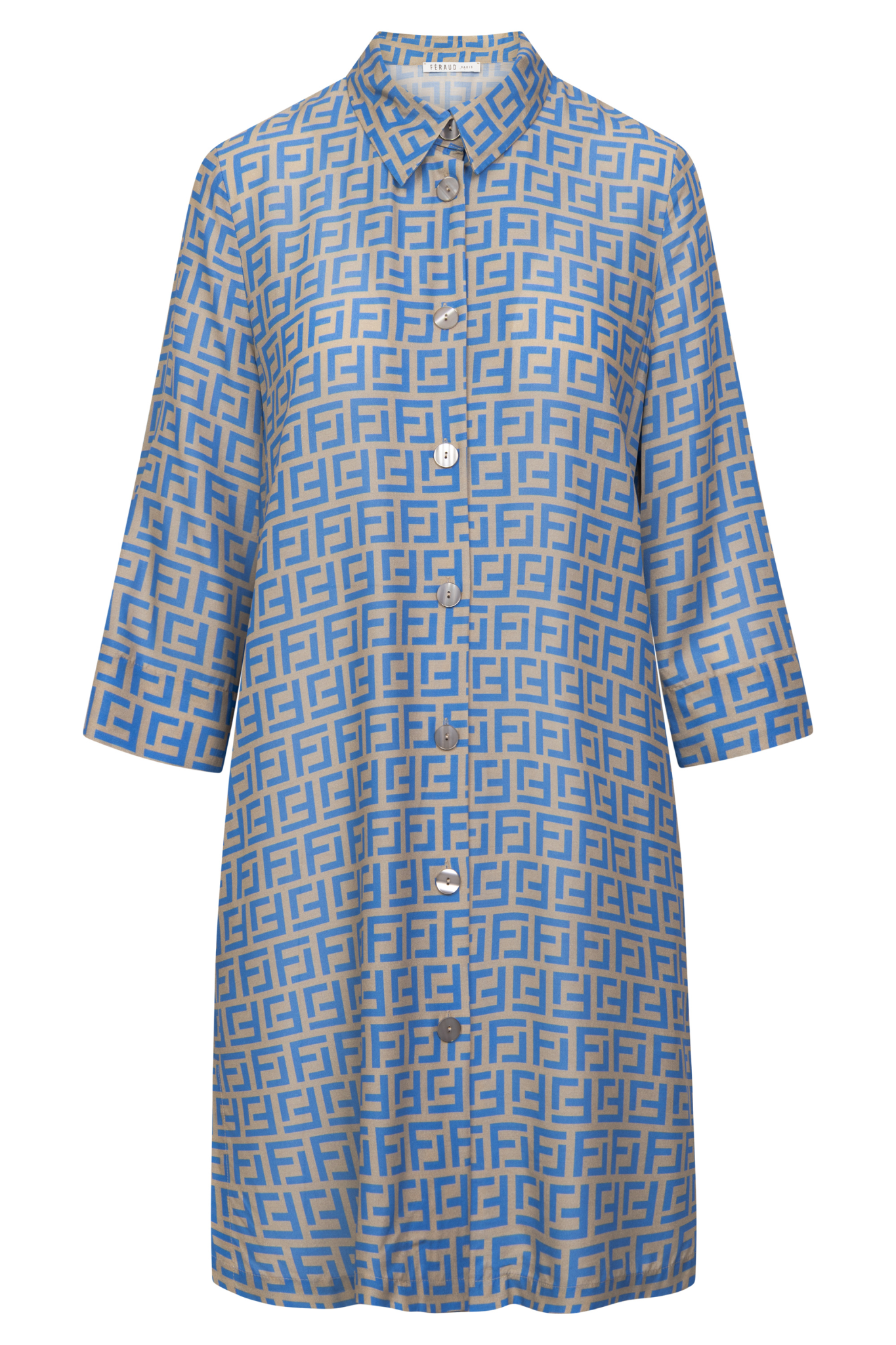 Féraud Beach Dress front view in Logo Print