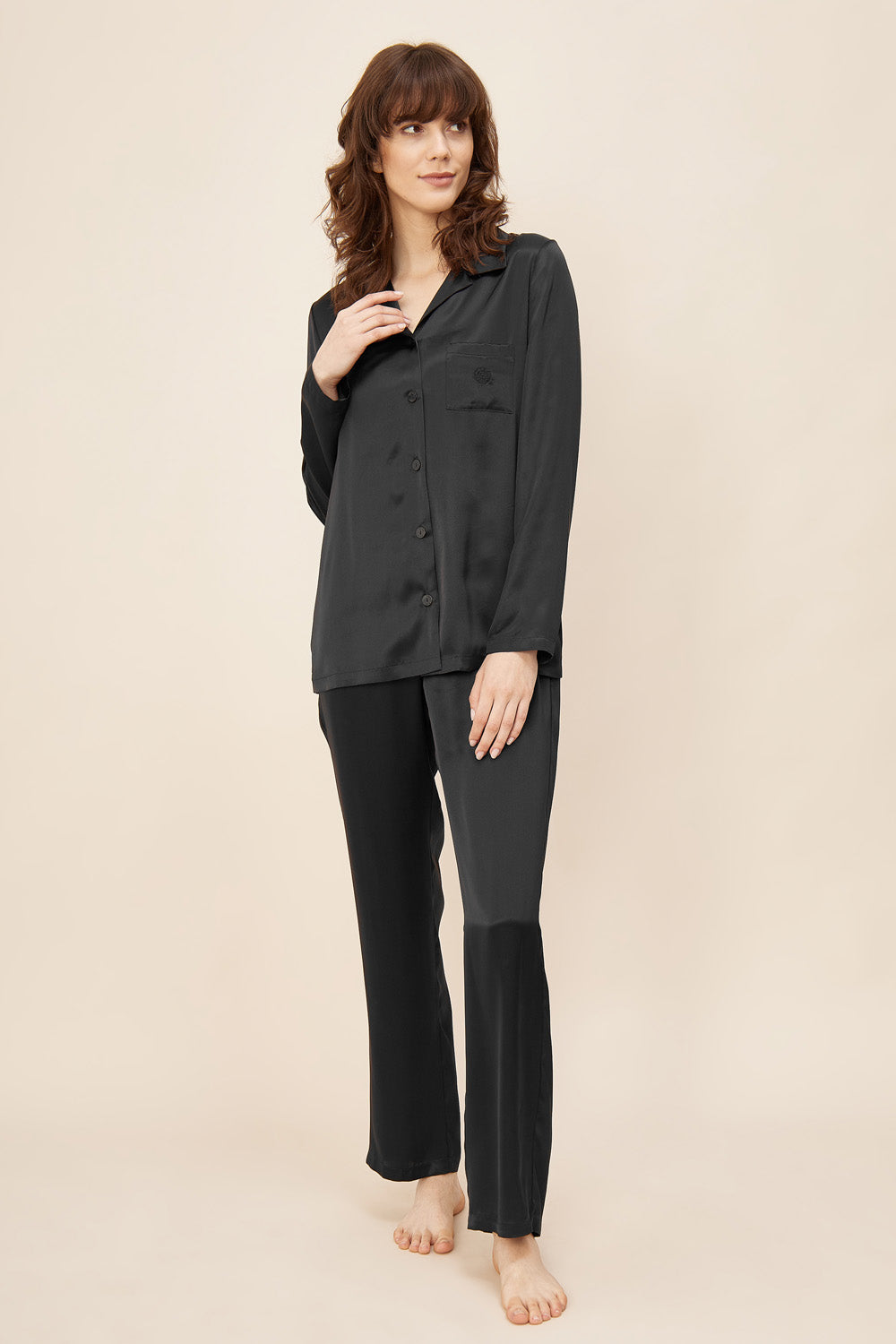 Feraud Pajama Gots, 1/1 Sleeve, Pants 1/1, Lapel Co (3881090) Black
