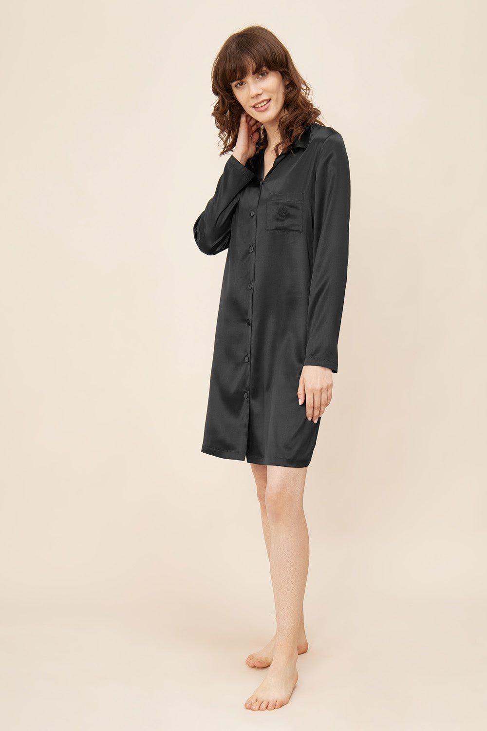 Feraud Night Dress Gots, 1/1 Sleeve, Button-Through, Lap (3881091) Black