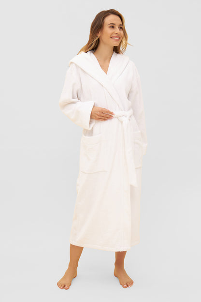 Feraud Robe, 1/1 Sleeve, Wrap-Around, Hooded, P (3881736) White
