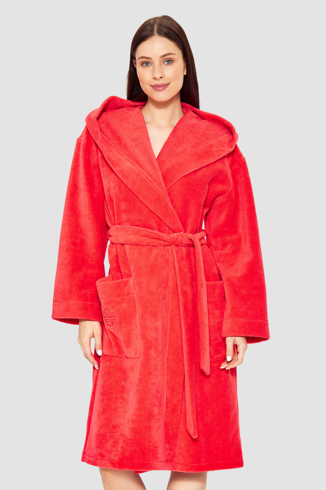 Feraud Robe, 1/1 Sleeve, Wrap-Around, Hooded, P (3881737) Coralle