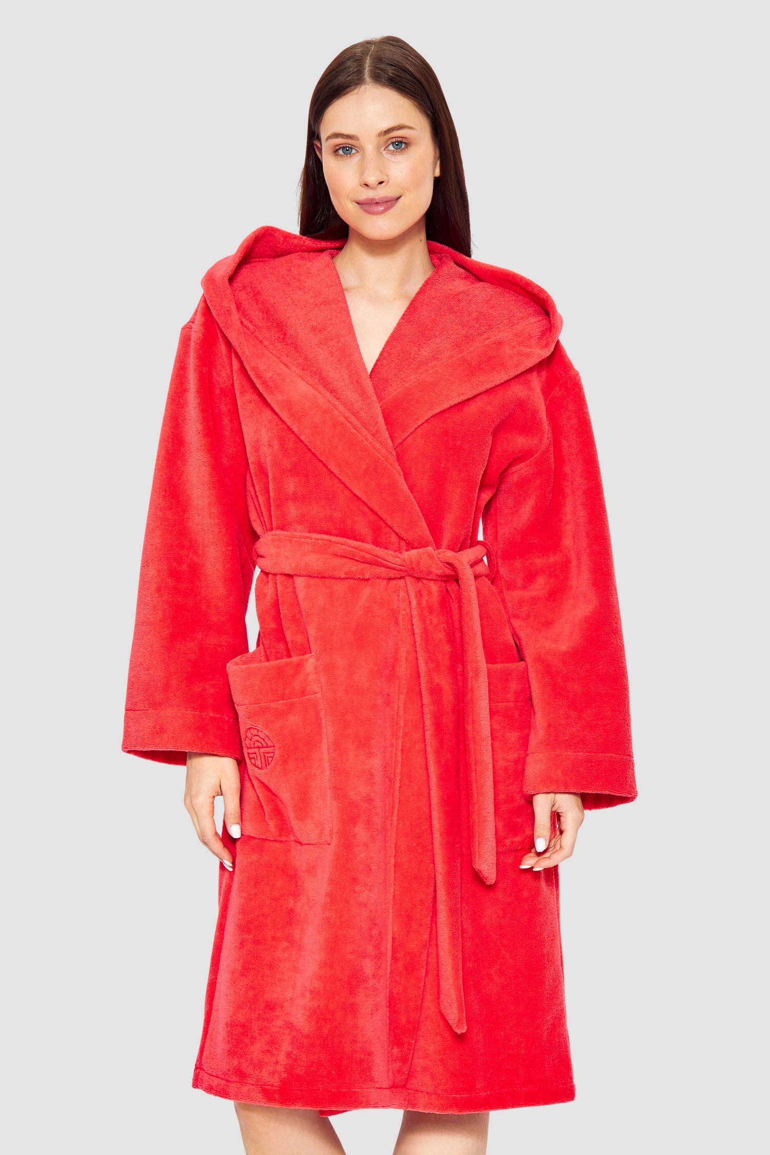Feraud Robe, 1/1 Sleeve, Wrap-Around, Hooded, P (3881737) Coralle