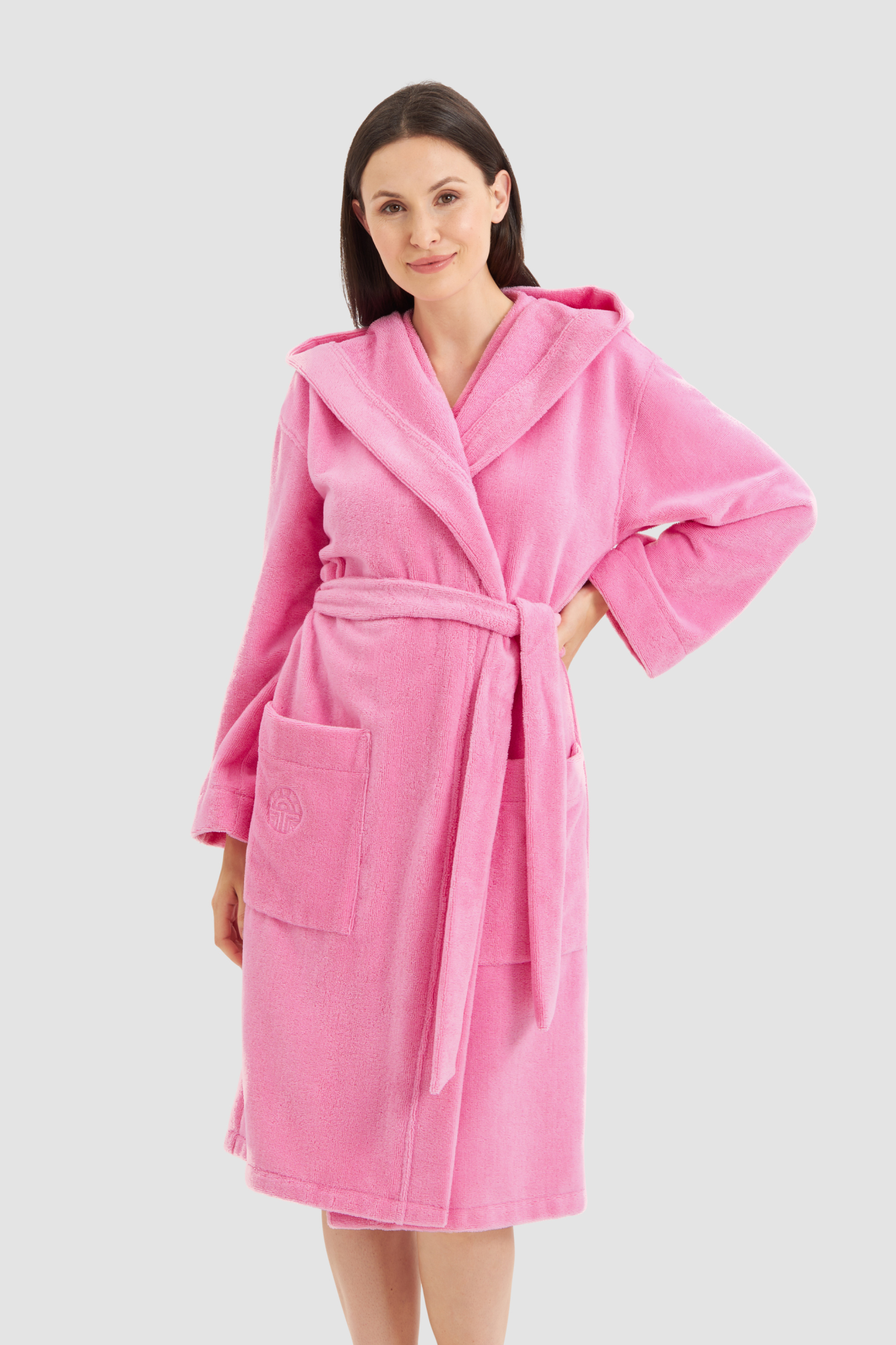 Féraud Robe on model in Paradise Pink