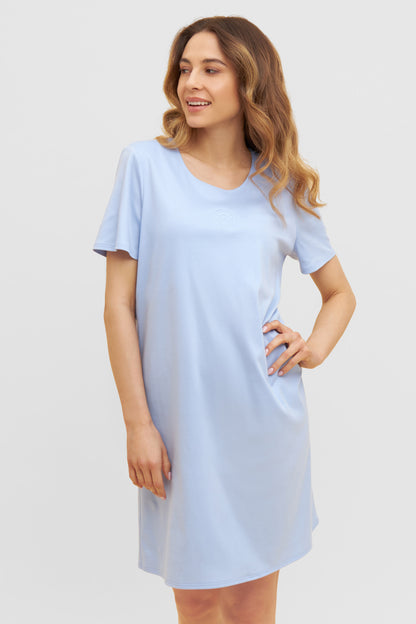 Feraud Night Dress, 1/2 Sleeve, Round Neck, Interlock (3883006) Smokey Blue
