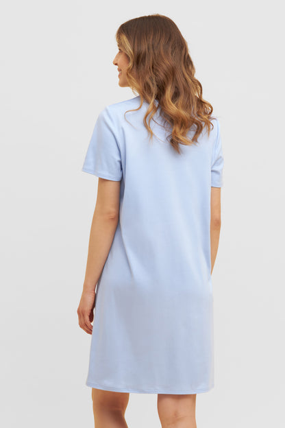 Feraud Night Dress, 1/2 Sleeve, Round Neck, Interlock (3883006) Smokey Blue