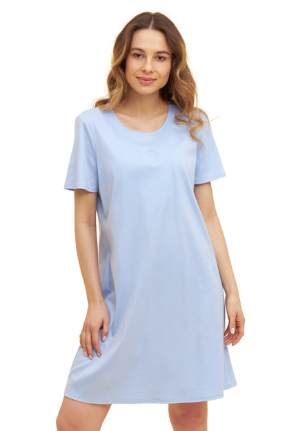 Feraud Night Dress, 1/2 Sleeve, Round Neck, Interlock (3883006) Smokey Blue
