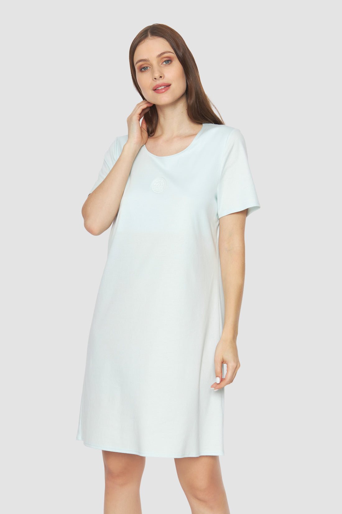 Feraud Night Dress, 1/2 Sleeve, Round Neck, Interlock (3883006) Light Jade