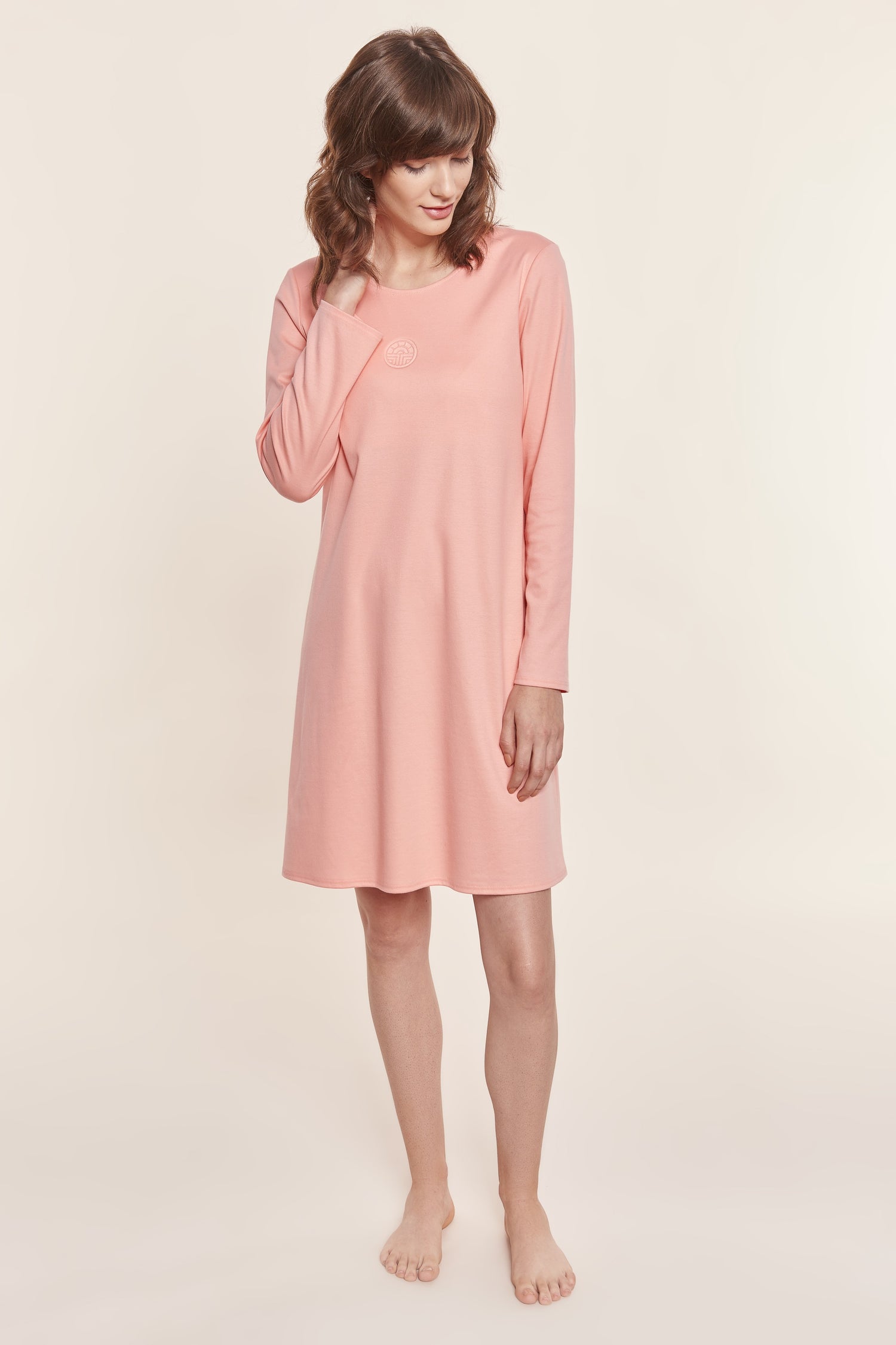 Feraud Night Dress, 1/1 Sleeve, Round Neck Interlock (3883011) Coralle