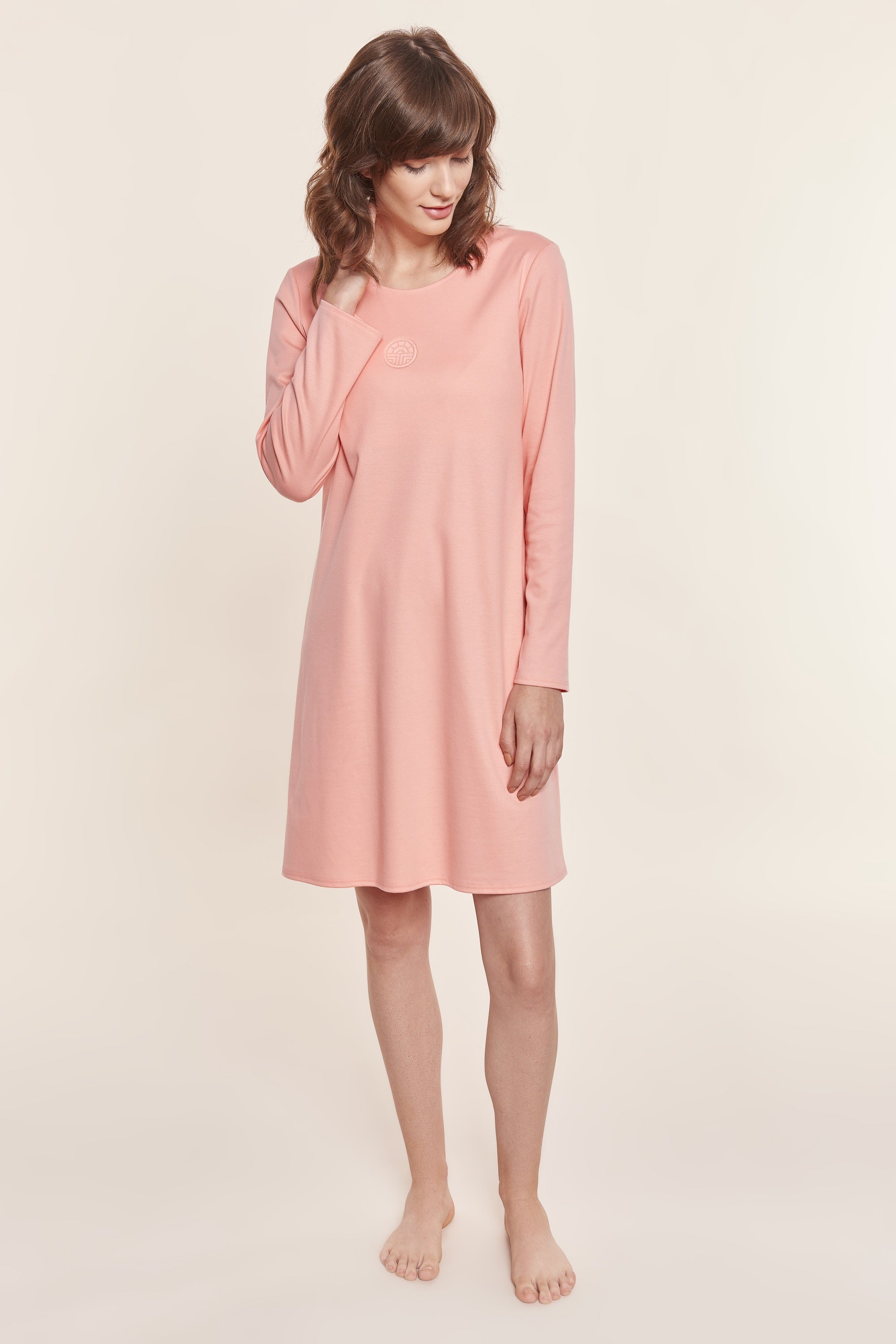 Feraud Night Dress, 1/1 Sleeve, Round Neck Interlock (3883011) Coralle