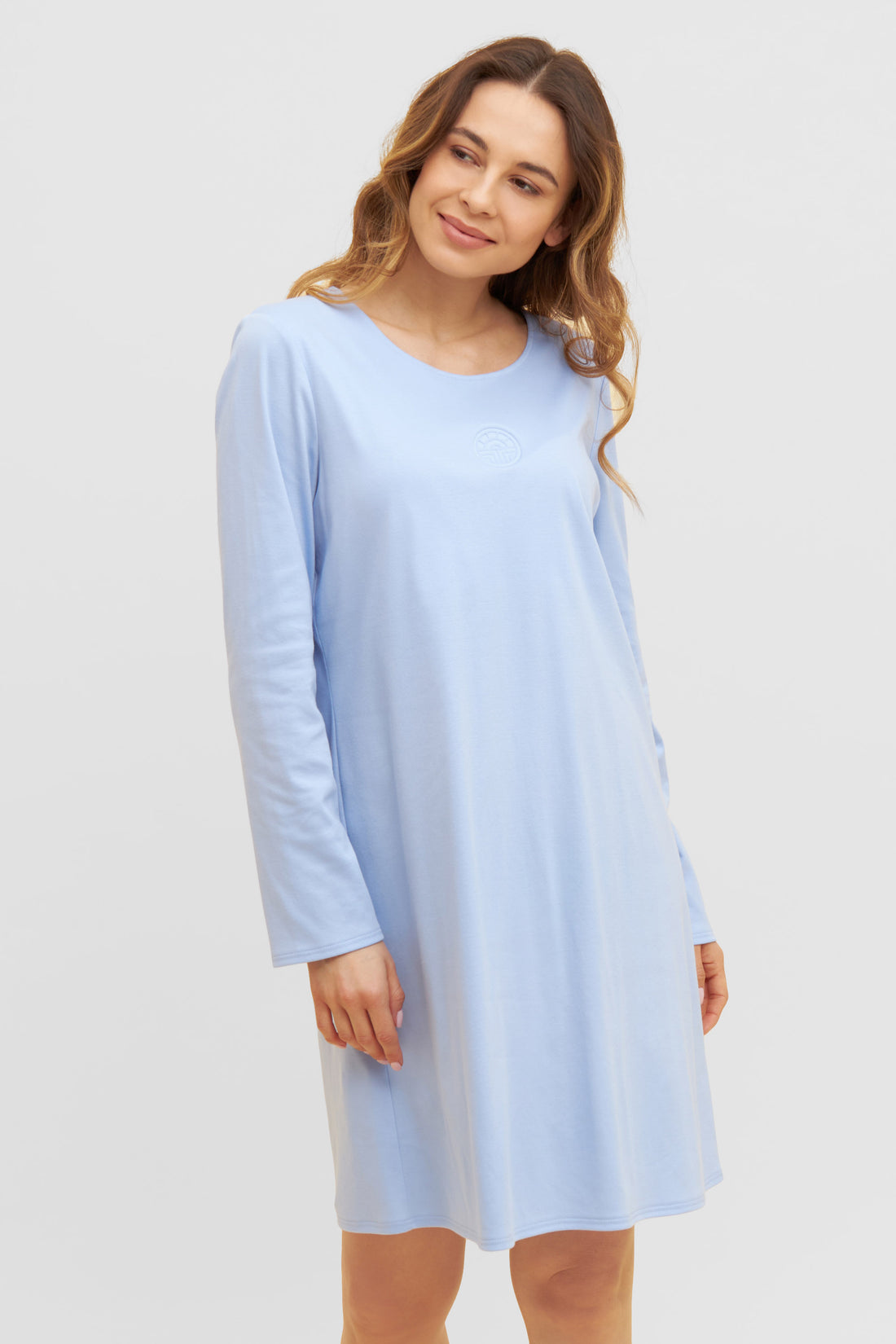 Feraud Night Dress, 1/1 Sleeve, Round Neck Interlock (3883011) Smokey Blue