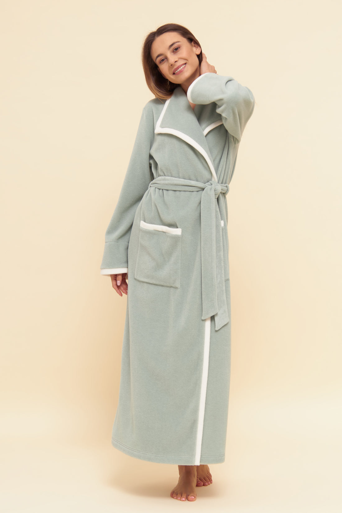 Feraud Robe, 1/1 Sleeve, Wrap-Around, Pockets F (3883157) Milky Green