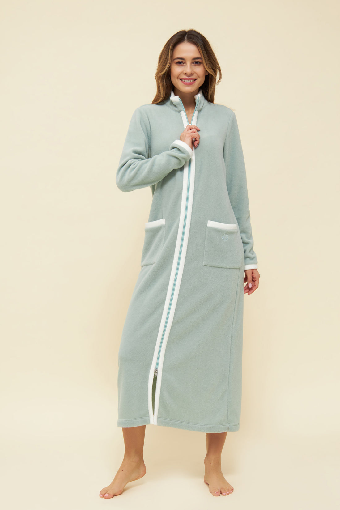 Feraud Robe, 1/1 Sleeve, Zipper Fleece, Nos (3883170) Milky Green