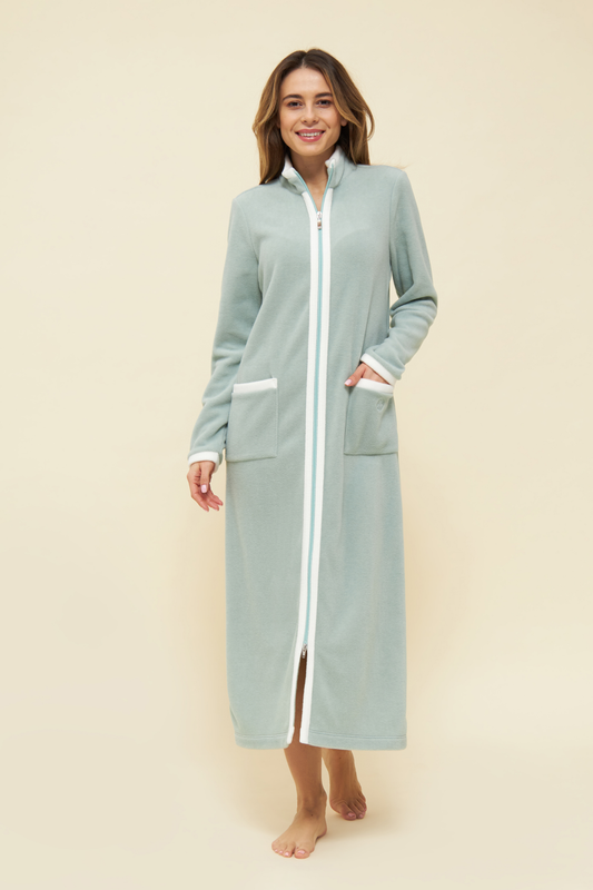 Féraud Robe on model in Milky Green