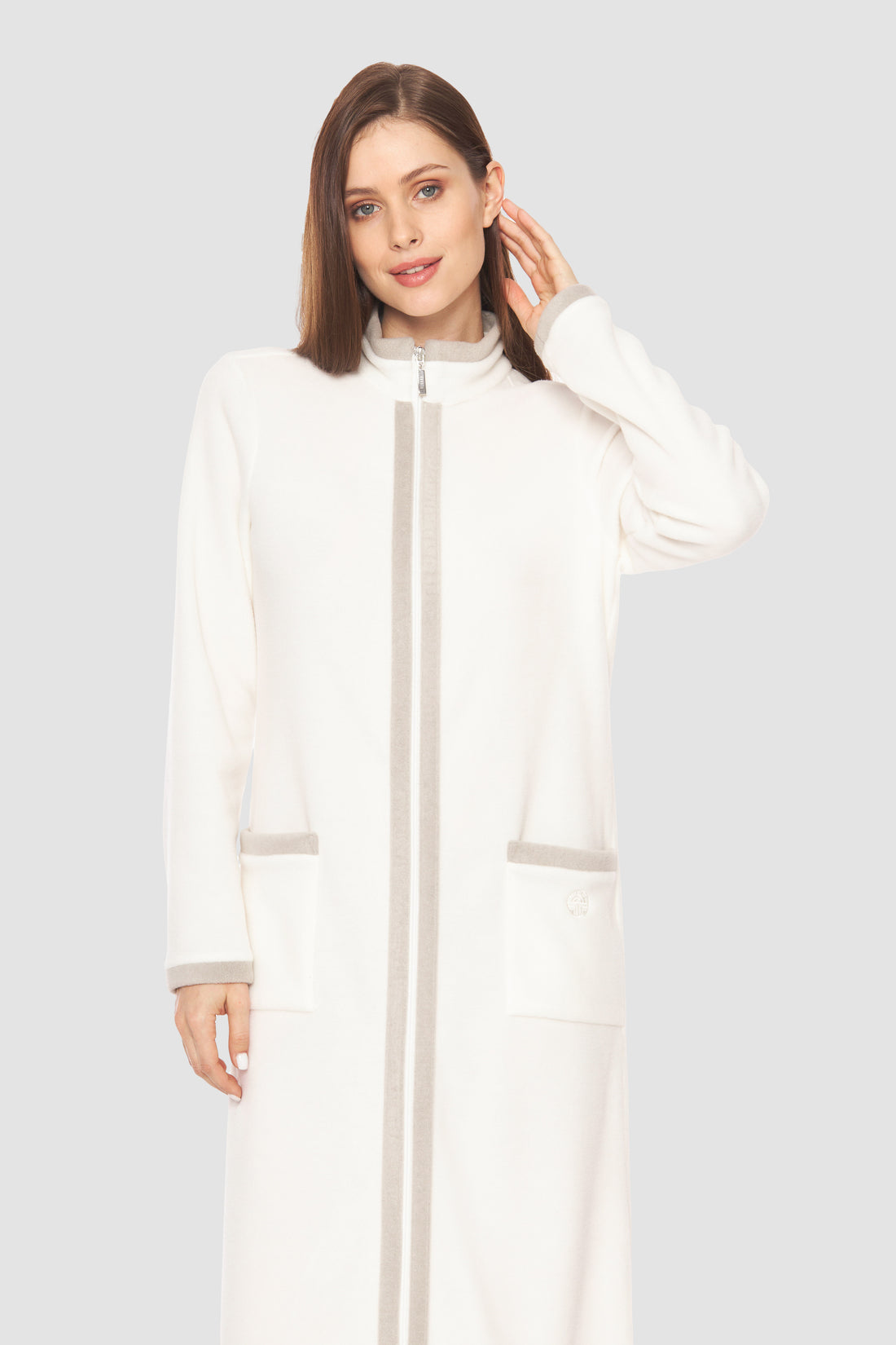 Feraud Robe, 1/1 Sleeve, Zipper Fleece, Nos (3883170) Ivory