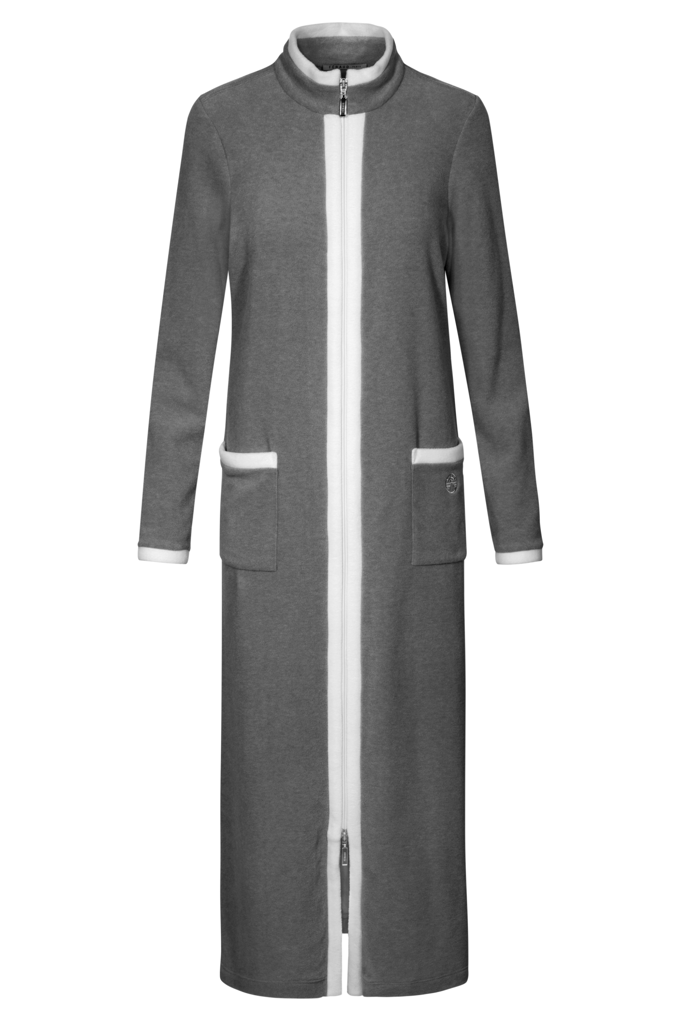 Féraud Robe front view in Heather Dark Grey