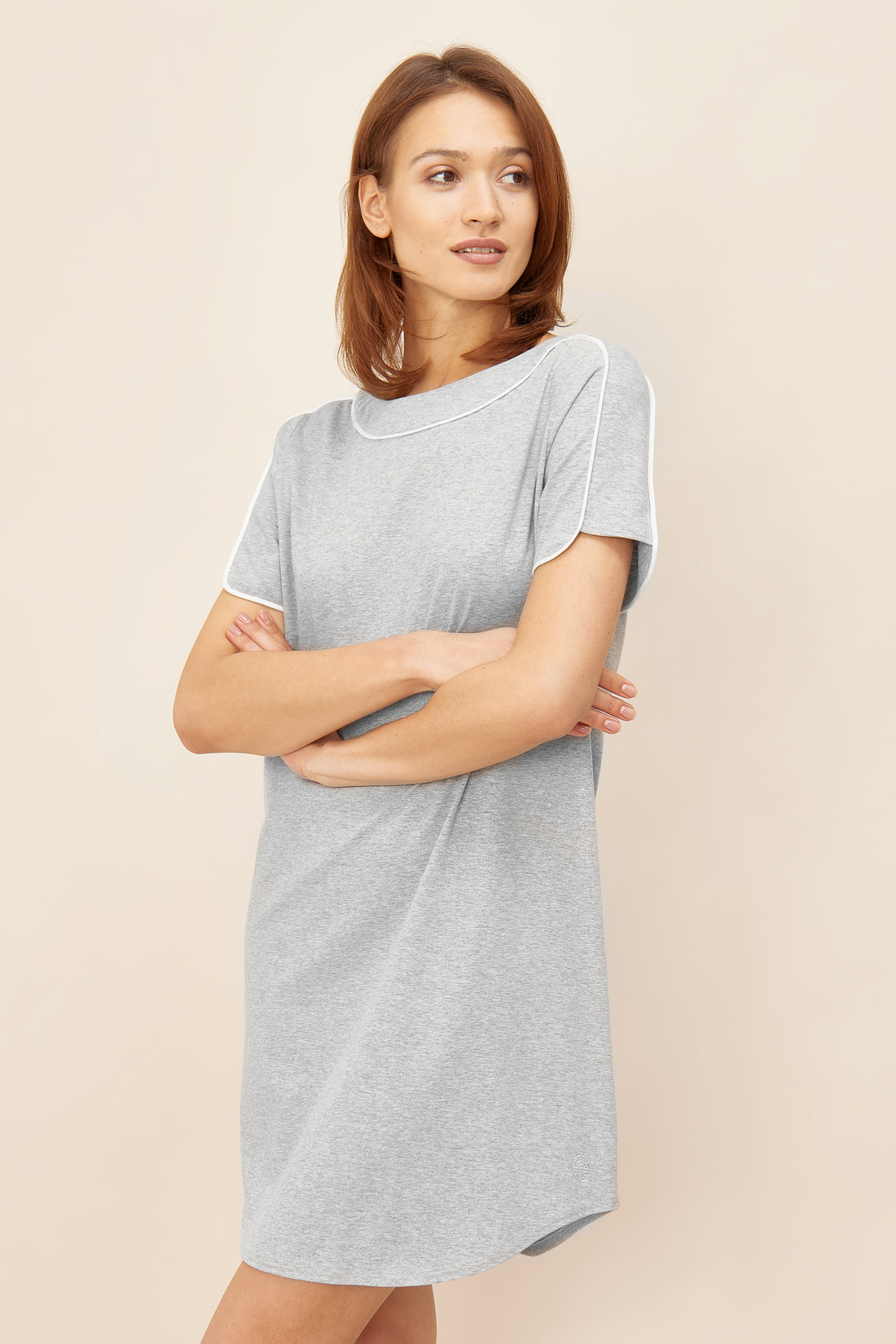 Feraud Night Dress, 1/2 Sleeve, Round Neck Pure Look (3884061) Heather Grey