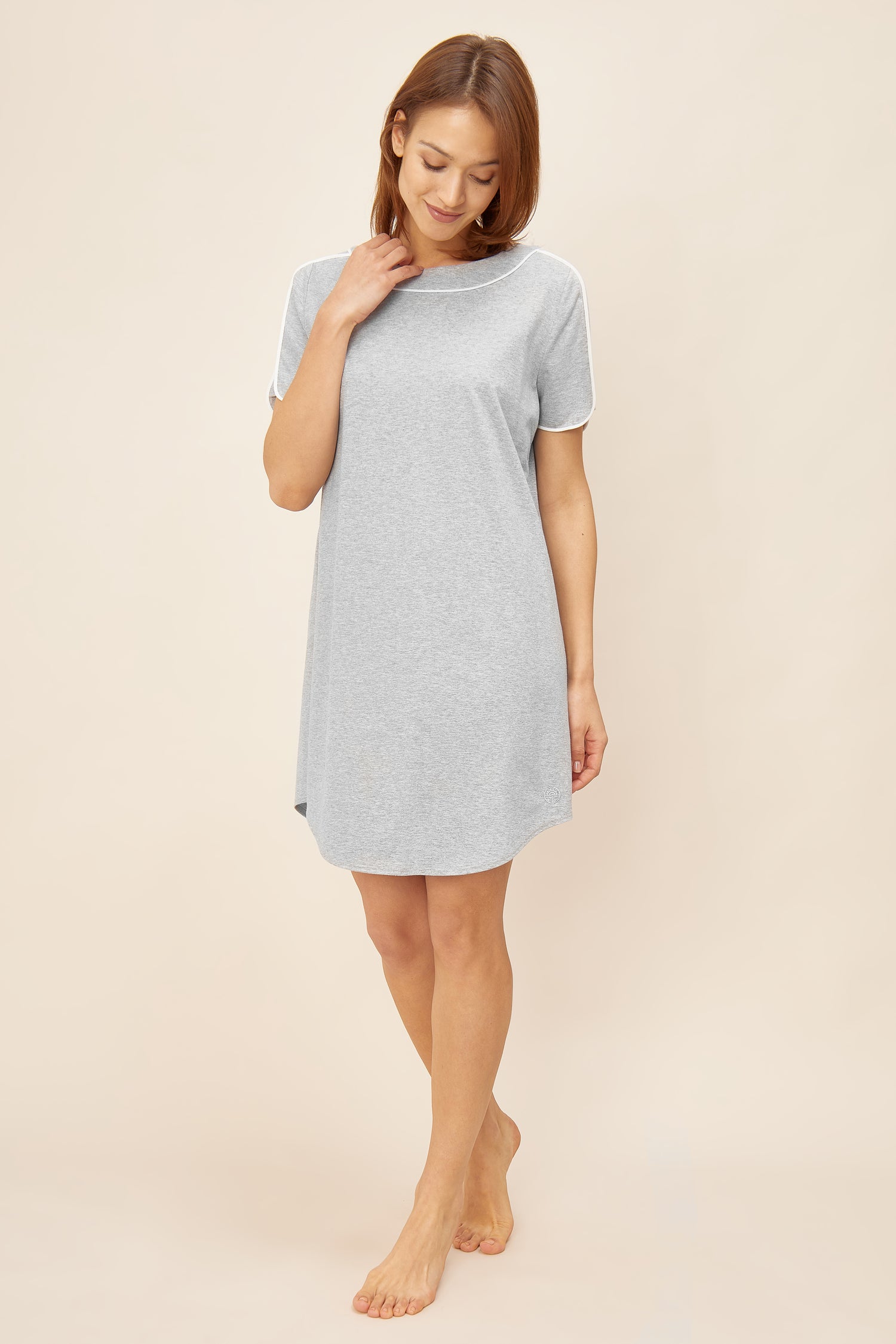 Feraud Night Dress, 1/2 Sleeve, Round Neck Pure Look (3884061) Heather Grey