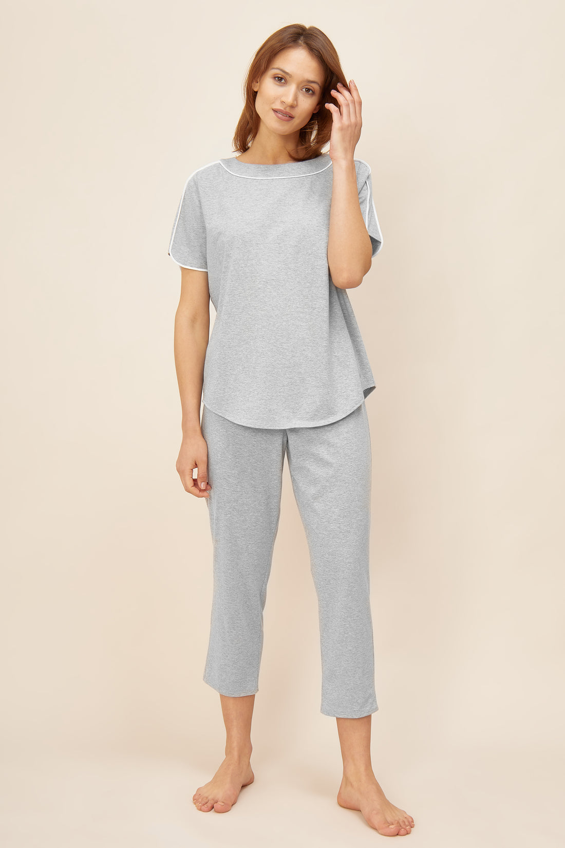 Feraud Pajama, 1/2 Sleeve, Pants 7/8, Round Neck Pu (3884071) Heather Grey