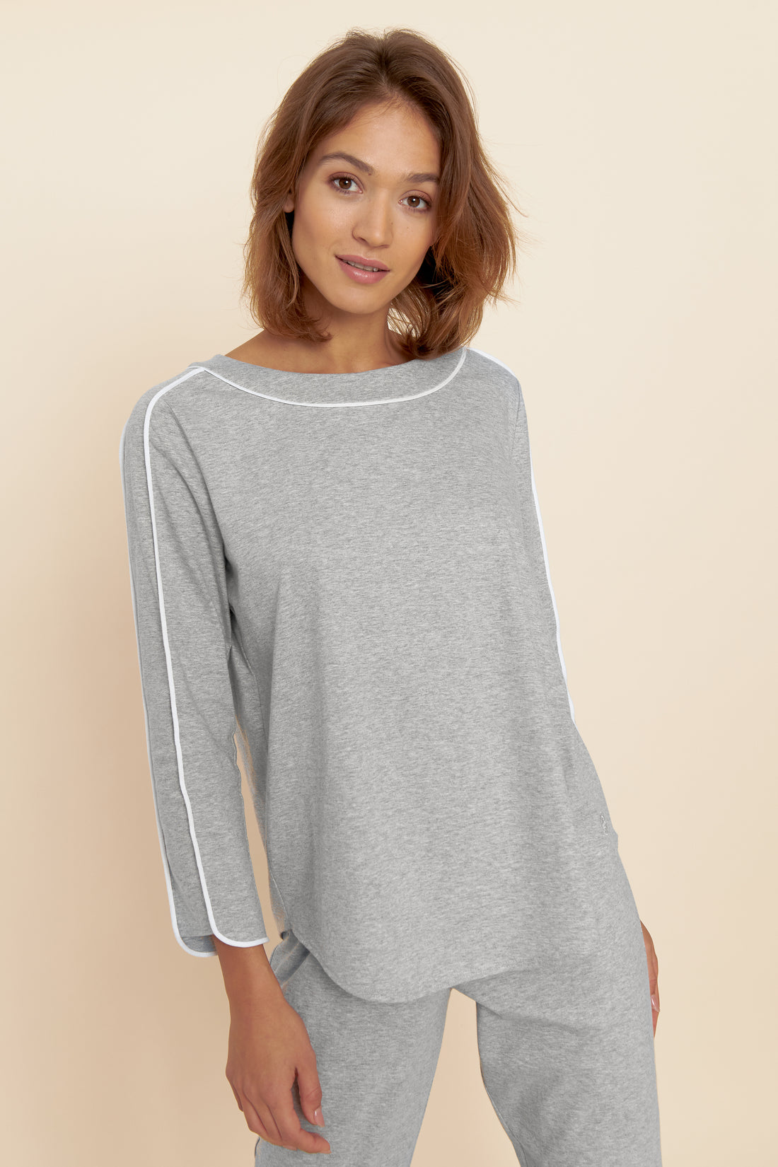 Feraud Pajama, 1/1 Sleeve, Pants 1/1, Round Neck Pu (3884074) Heather Grey