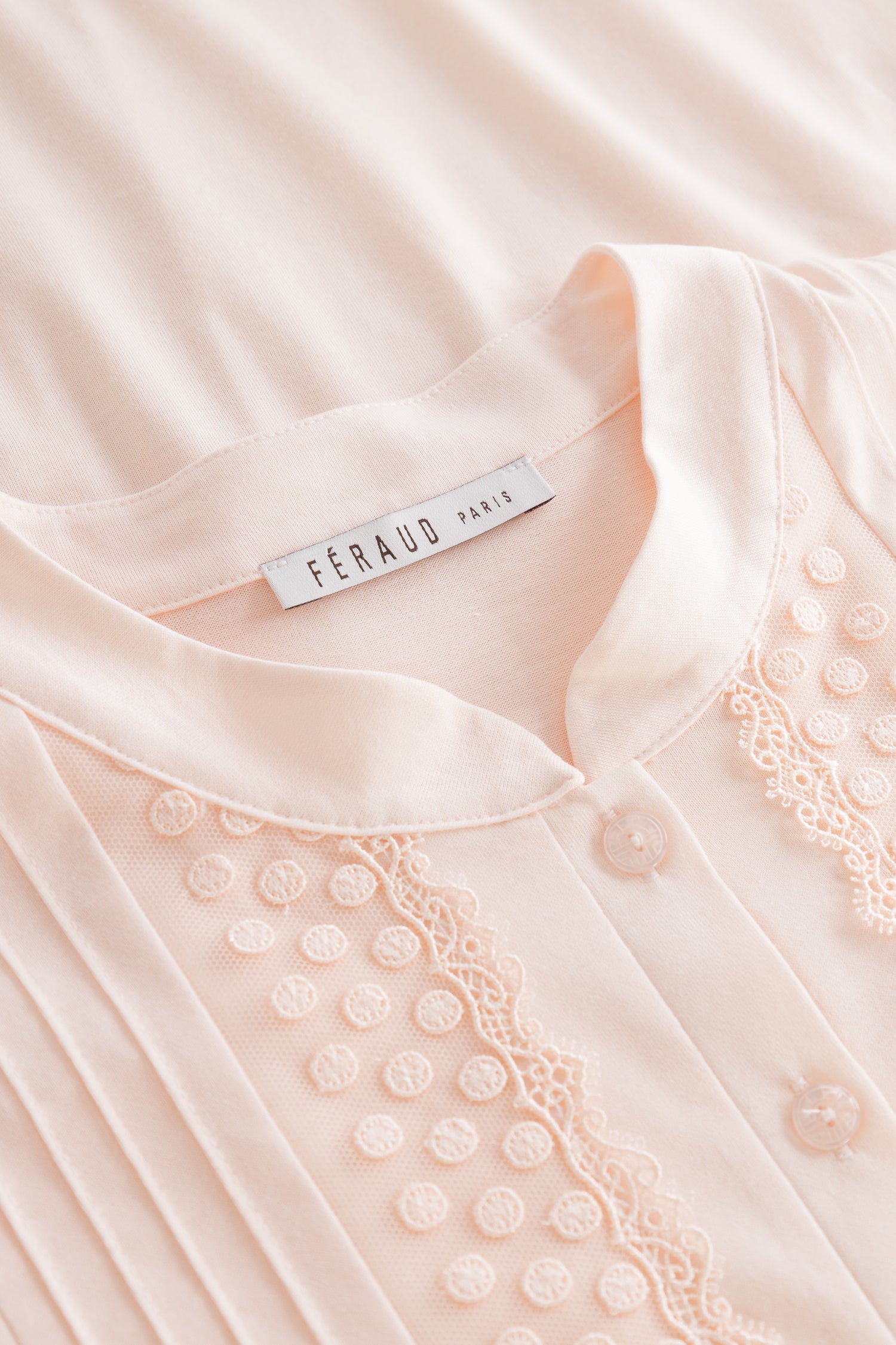 Feraud Night Dress, 1/2 Sleeve, Button Panel, Standing C (3884077) Peach