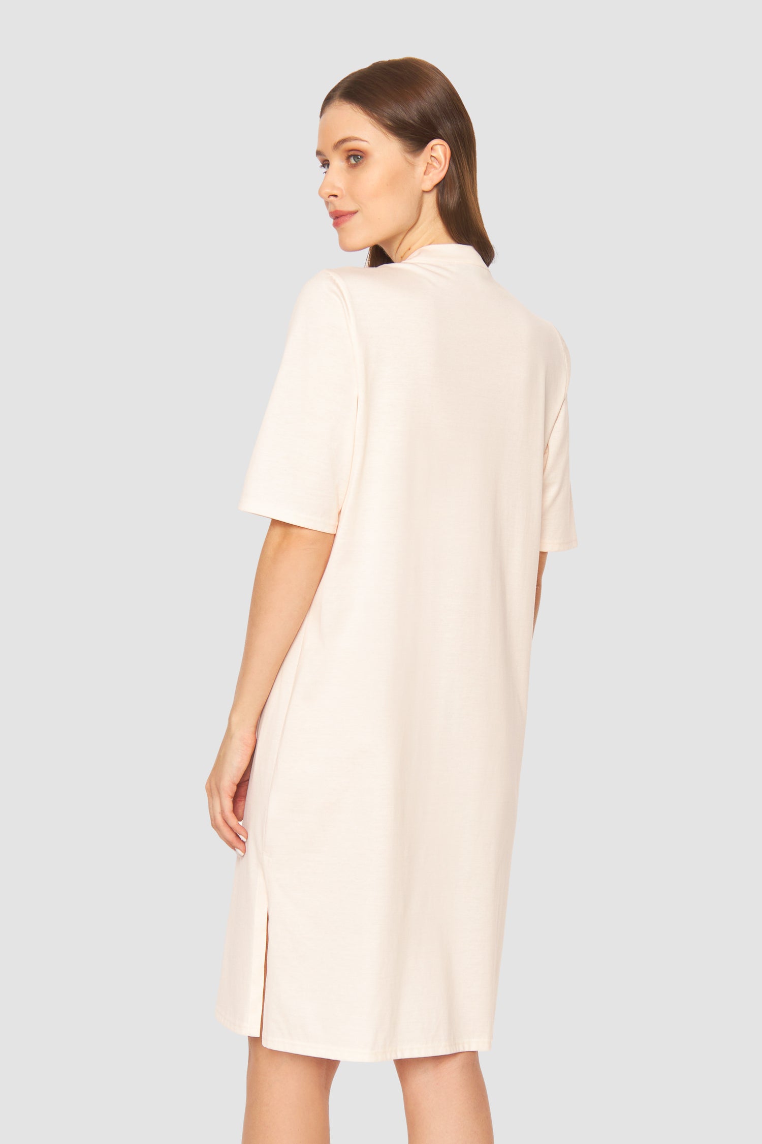 Feraud Night Dress, 1/2 Sleeve, Button Panel, Standing C (3884077) Peach