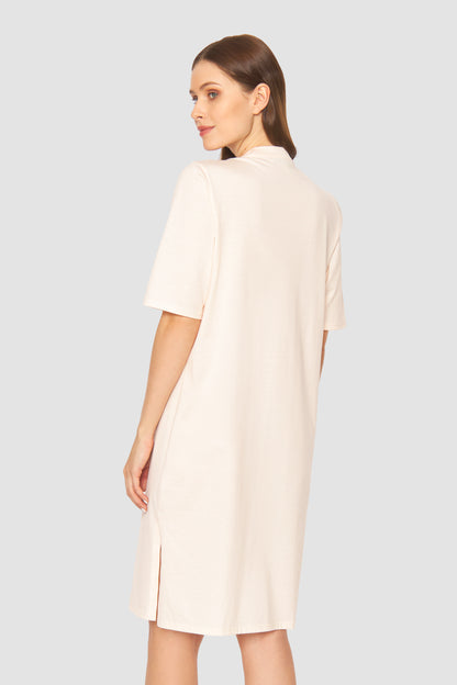 Feraud Night Dress, 1/2 Sleeve, Button Panel, Standing C (3884077) Peach