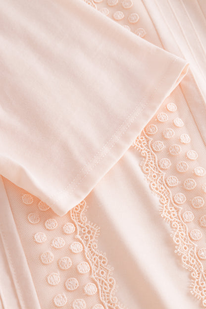 Feraud Night Dress, 1/2 Sleeve, Button Panel, Standing C (3884077) Peach