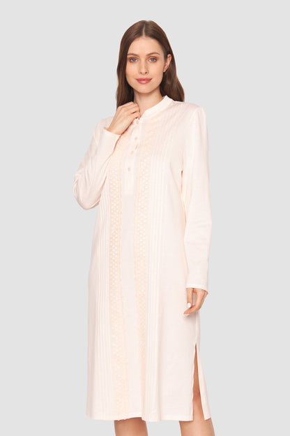 Feraud Night Dress, 1/1 Sleeve, Button Panel, Standing C (3884078) Peach