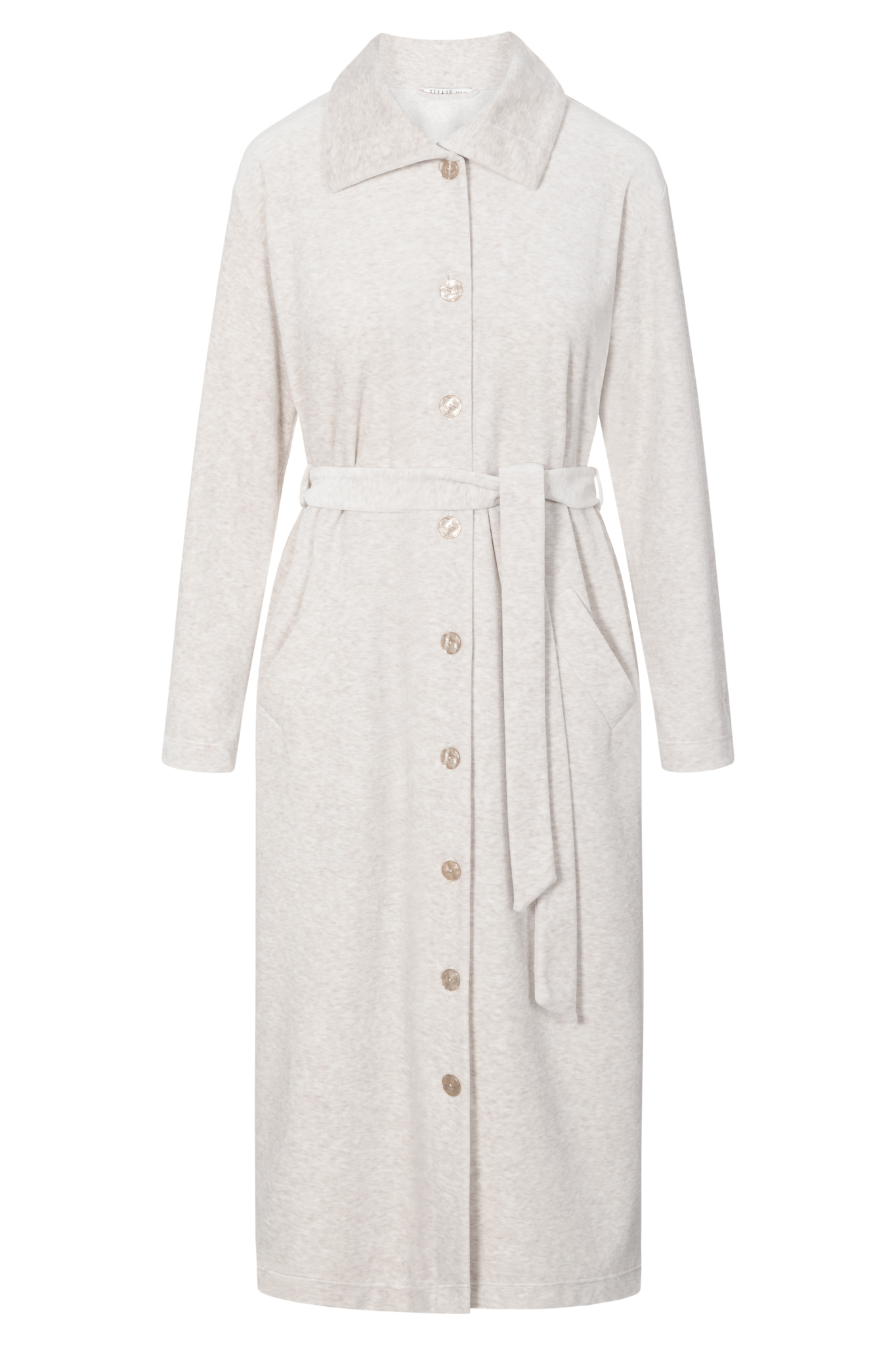 Féraud Robe front view in Heather Sand