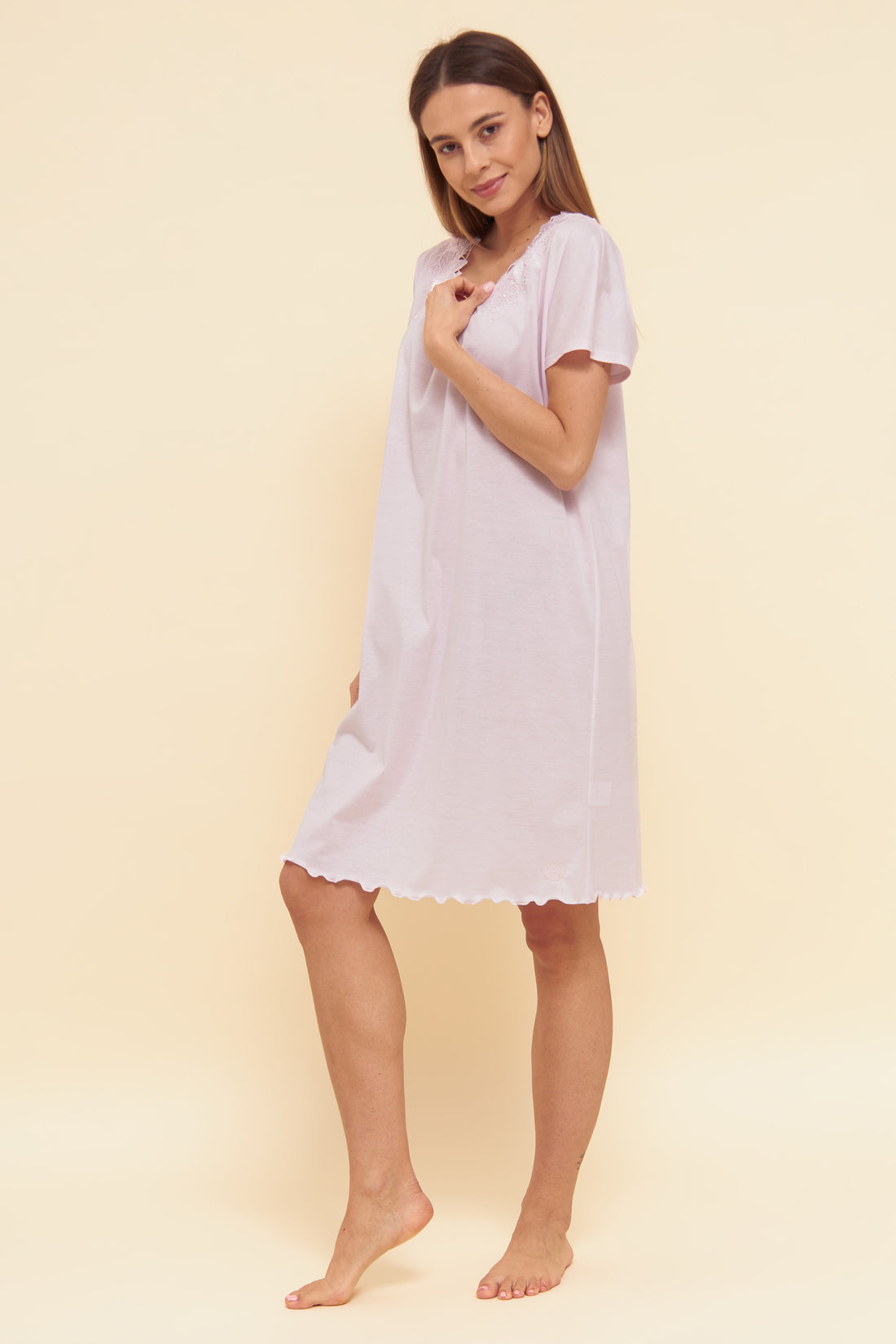 Feraud Night Dress, Overcut, Round Neck Romantic Lace (3884188) Rose