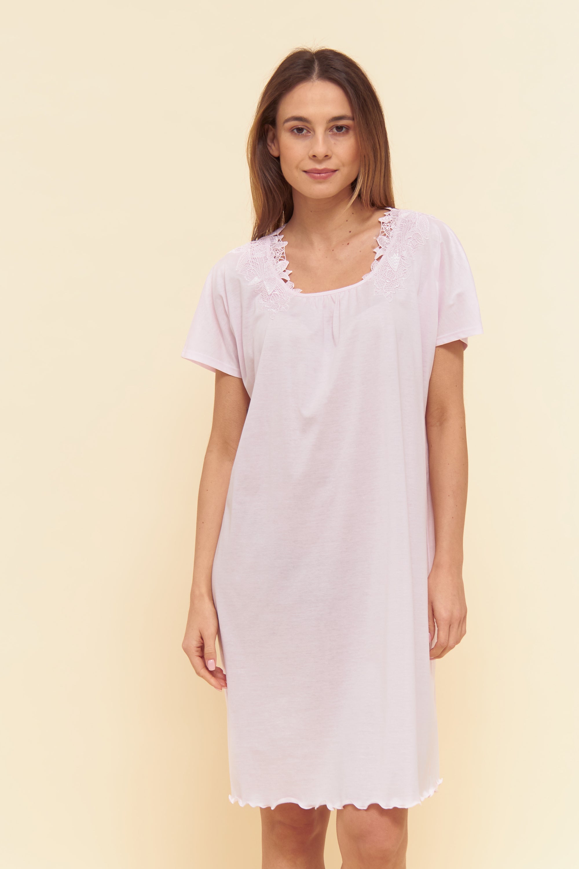 Feraud Night Dress, Overcut, Round Neck Romantic Lace (3884188) Rose