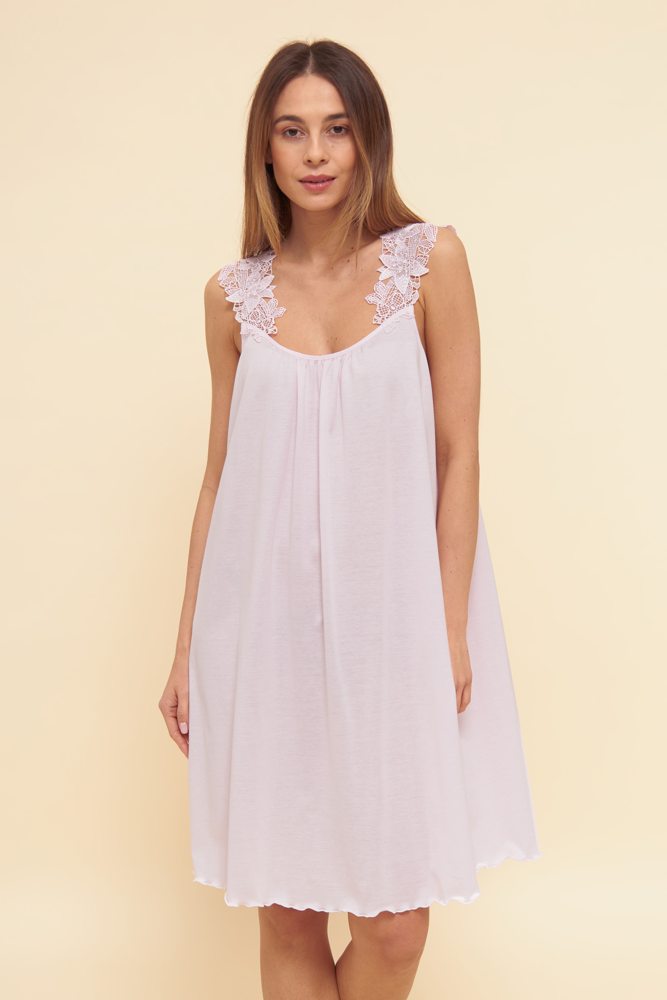 Féraud Nightgown on model in Rose