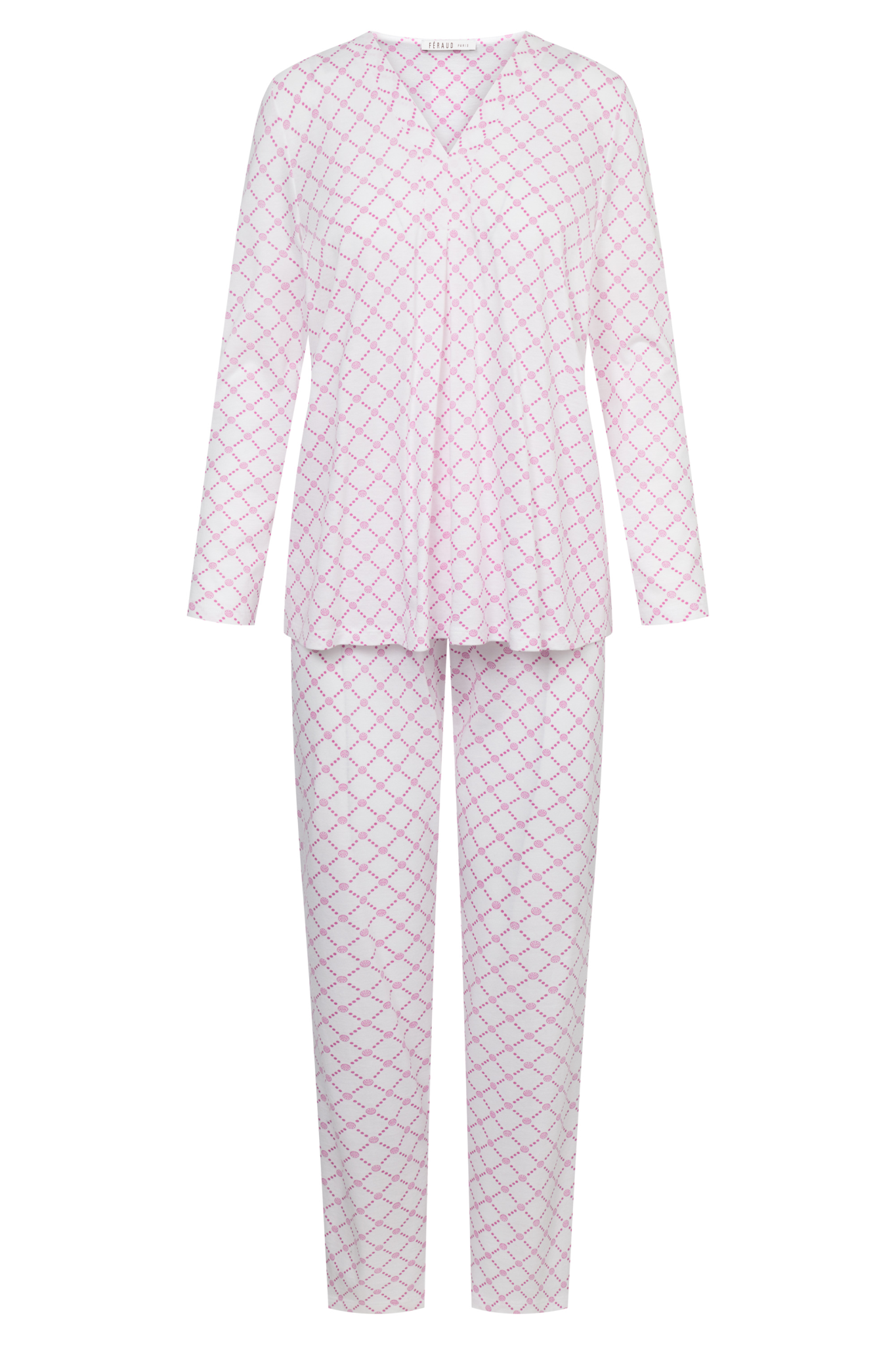 Féraud Pyjamas front view in Logoprint Pink