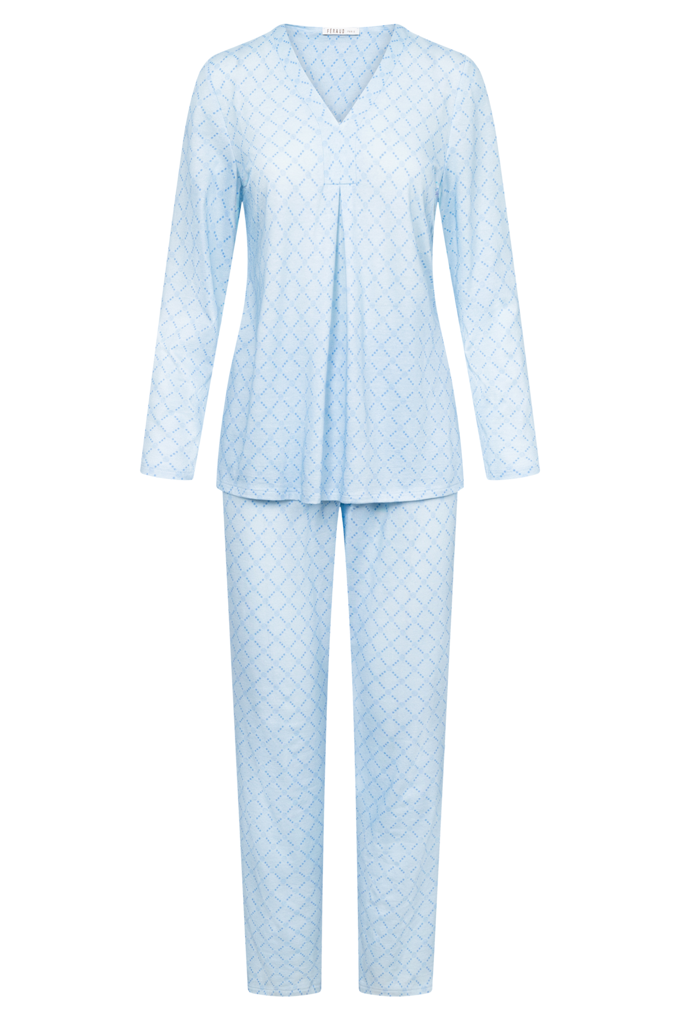 Féraud Pyjamas front view in Logoprint Blue