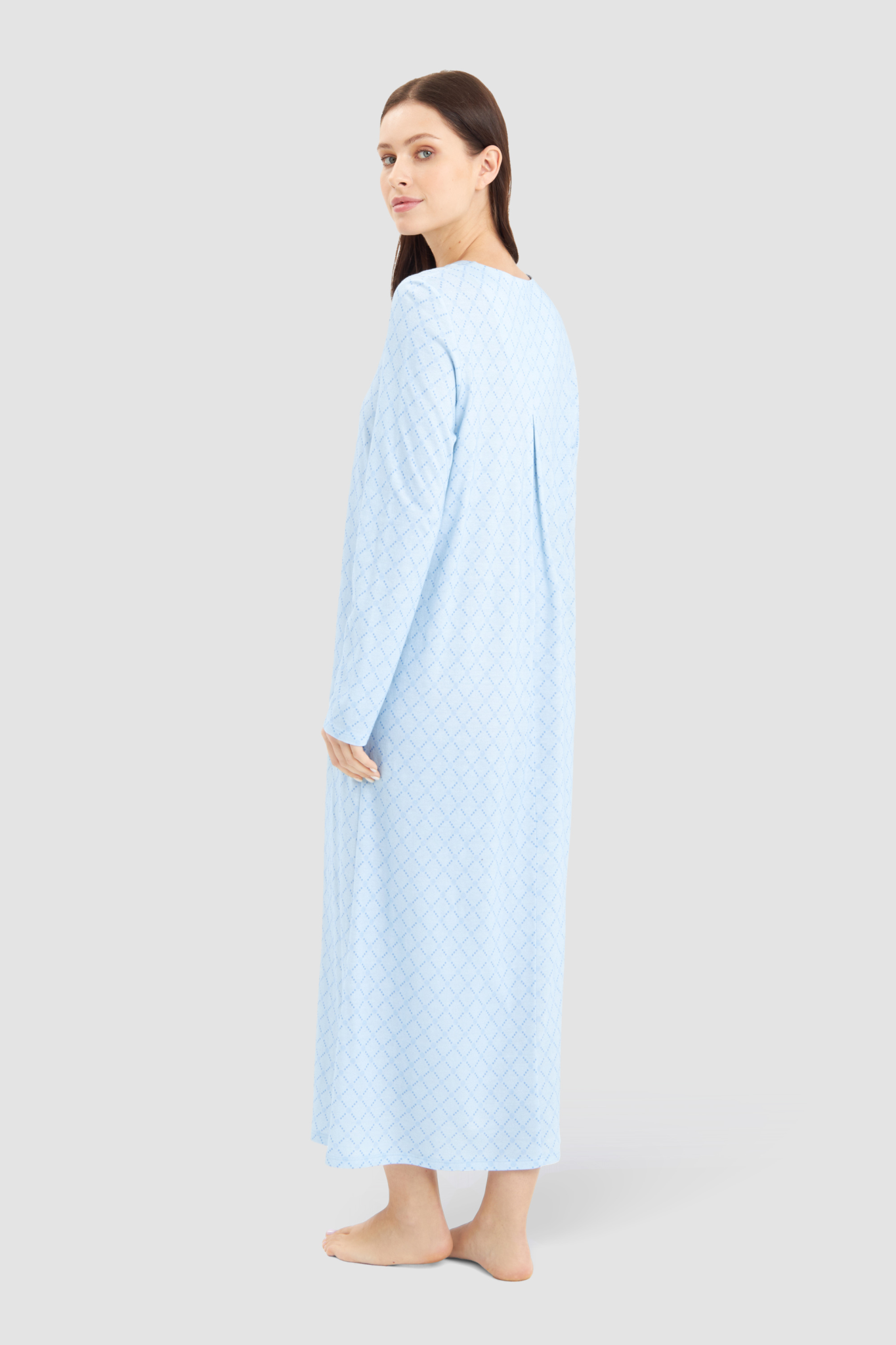 Féraud Nightgown back view in Logoprint Blue