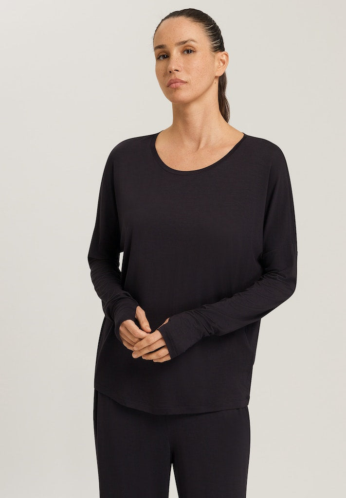 Hanro Basic Yoga Yoga L/Slv Shirt (078796) Black Beauty