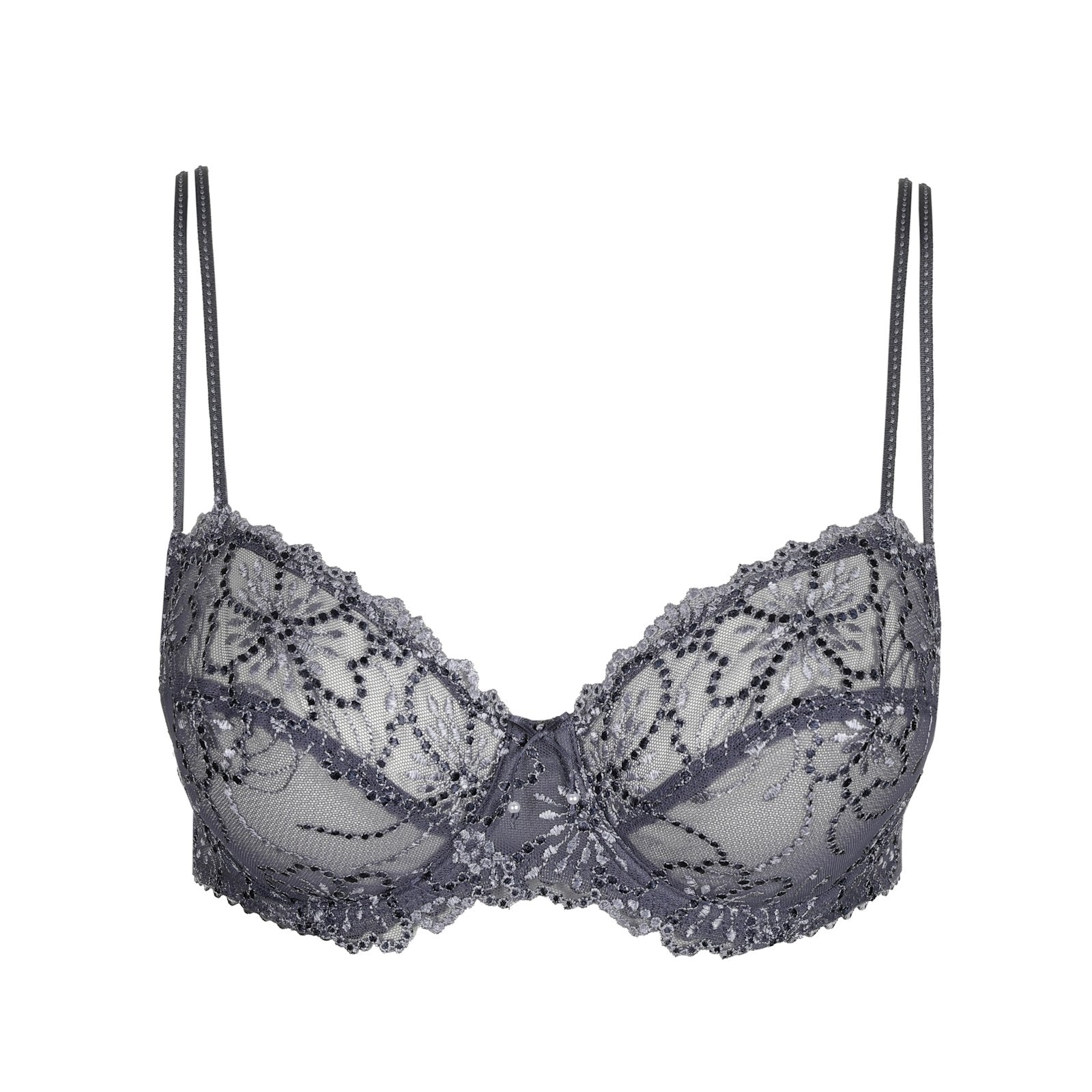 Marie Jo Jane Padded Balcony Bra detail view in Blue Shadow