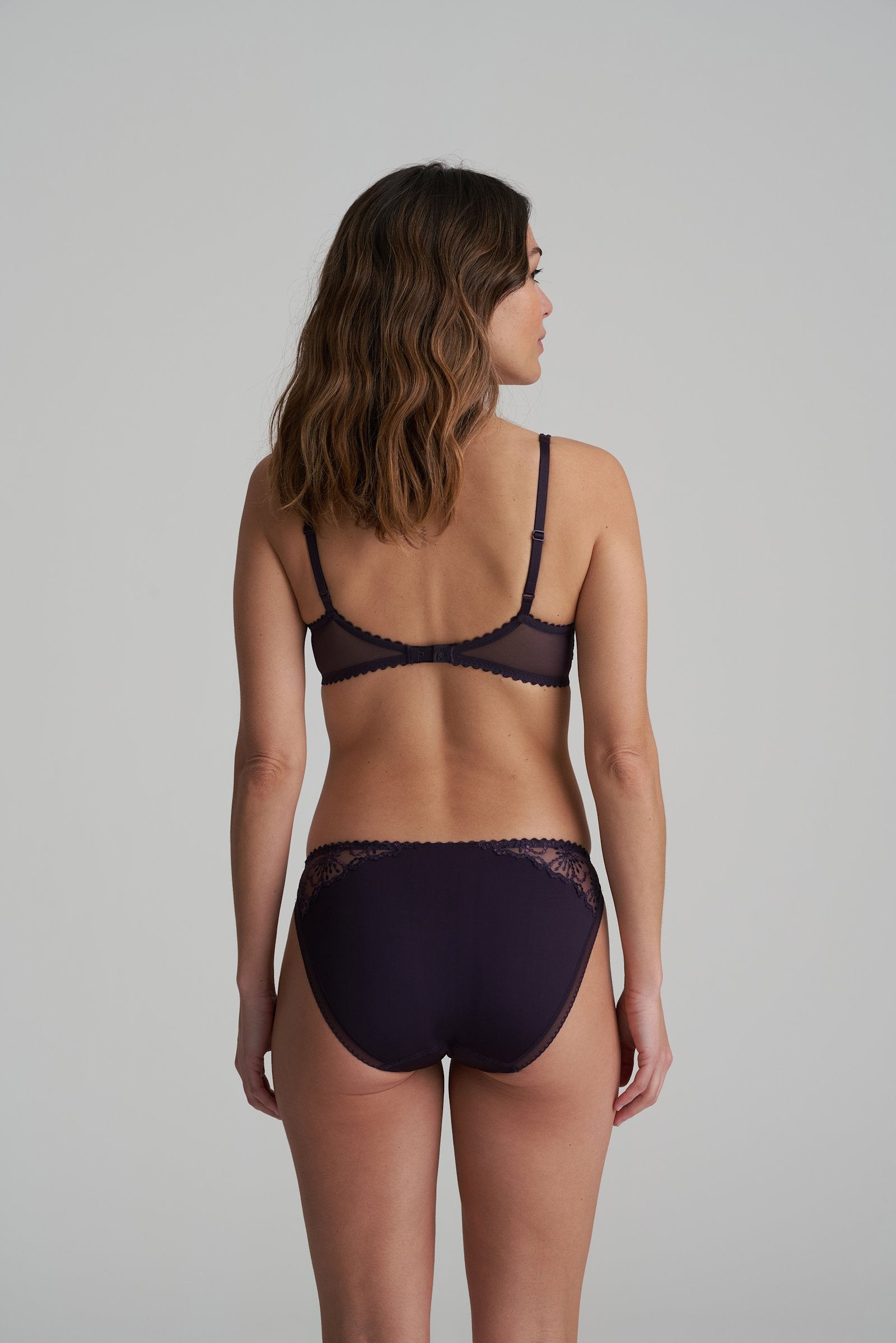 Marie Jo Jane Padded Balcony Bra styled on model in Amethyst
