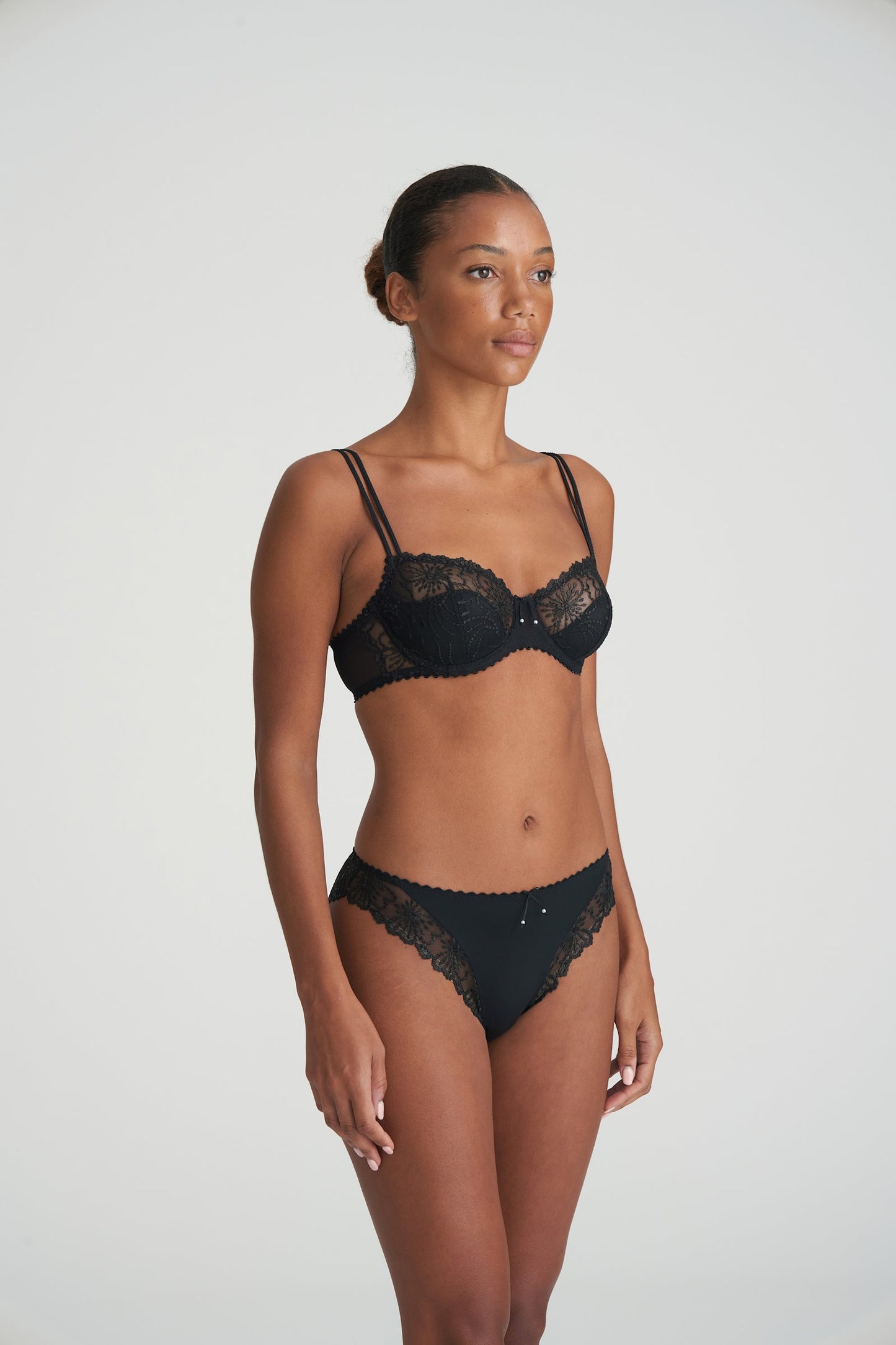 Marie Jo Jane Balcony Bra styled on model in Black