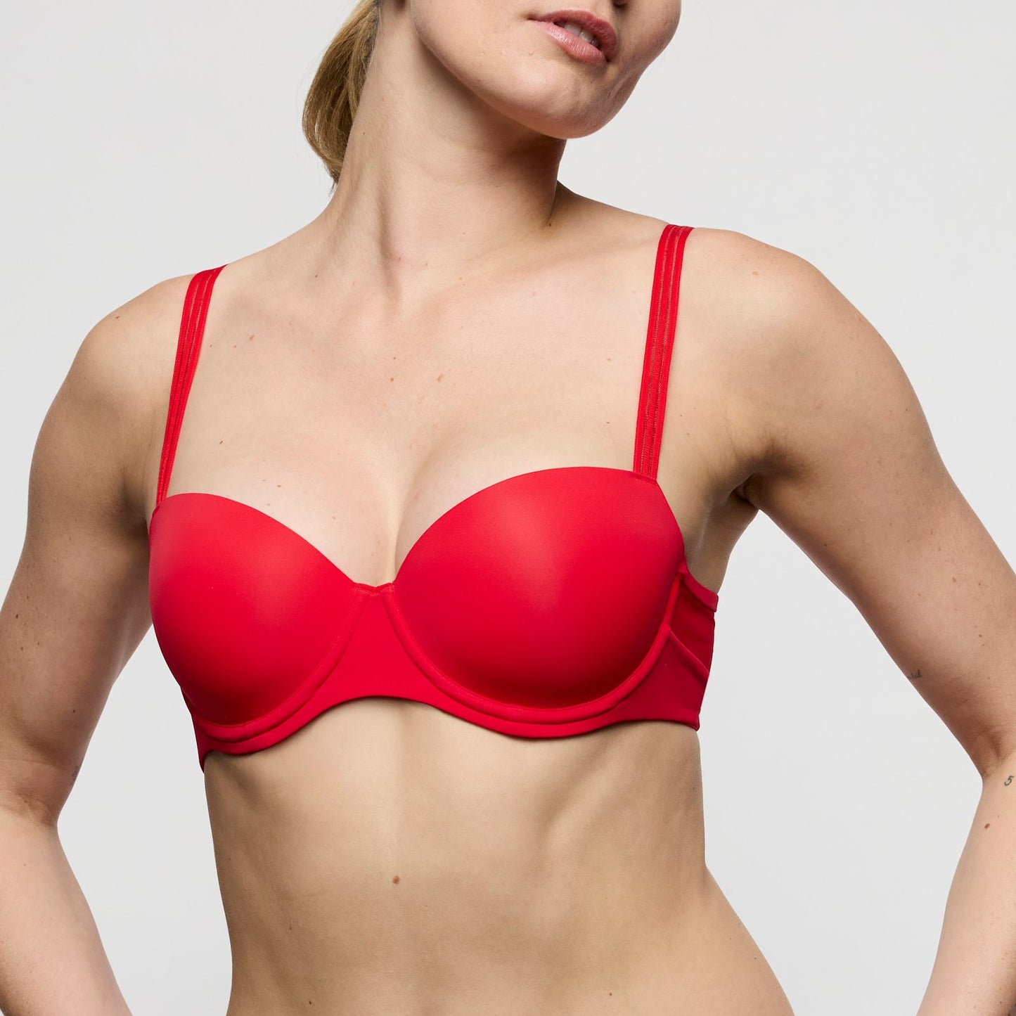 Marie Jo Louie Padded Balcony Bra front view in True Red