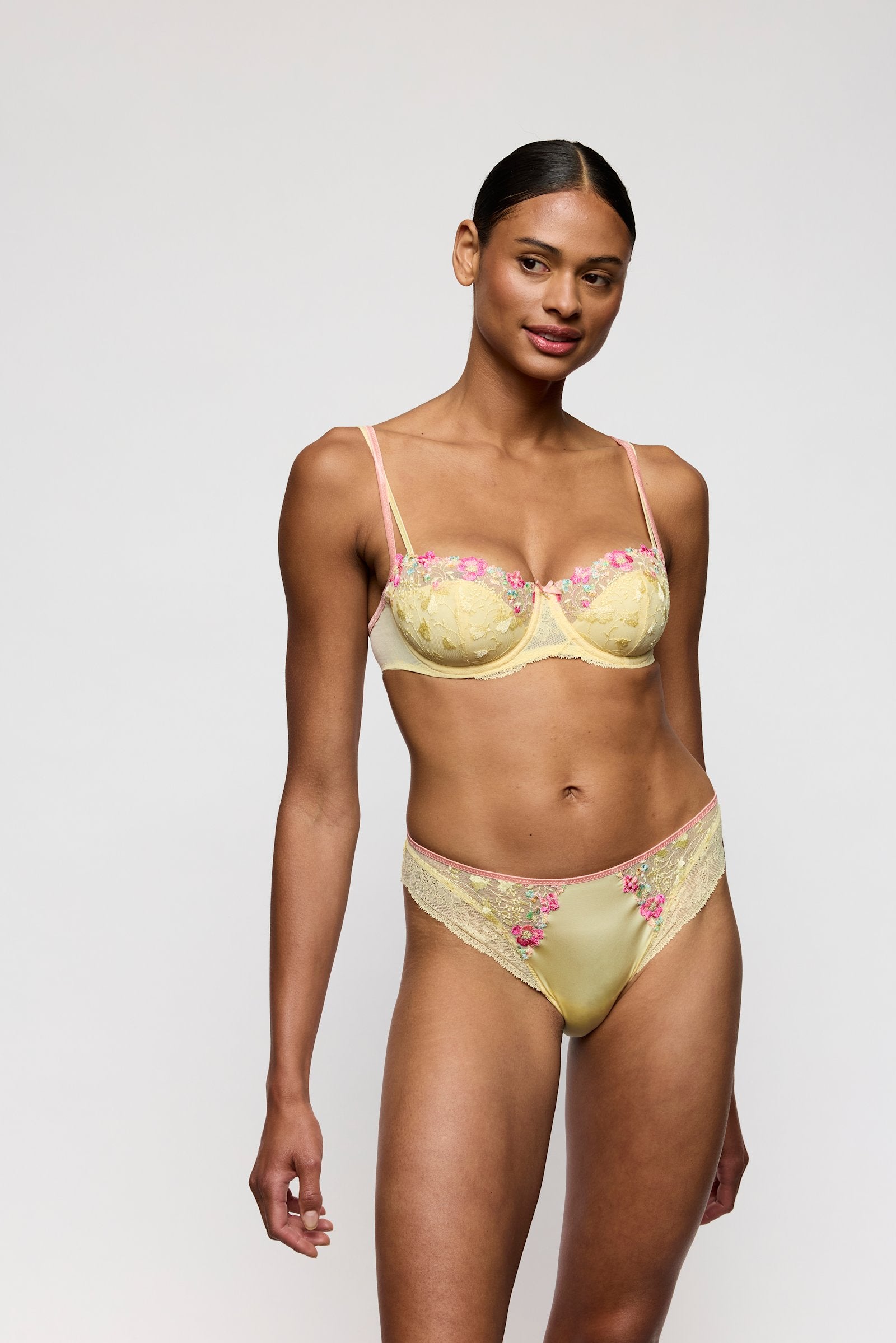 Marie Jo Lizelot Padded Balcony Bra styled on model in French Vanilla
