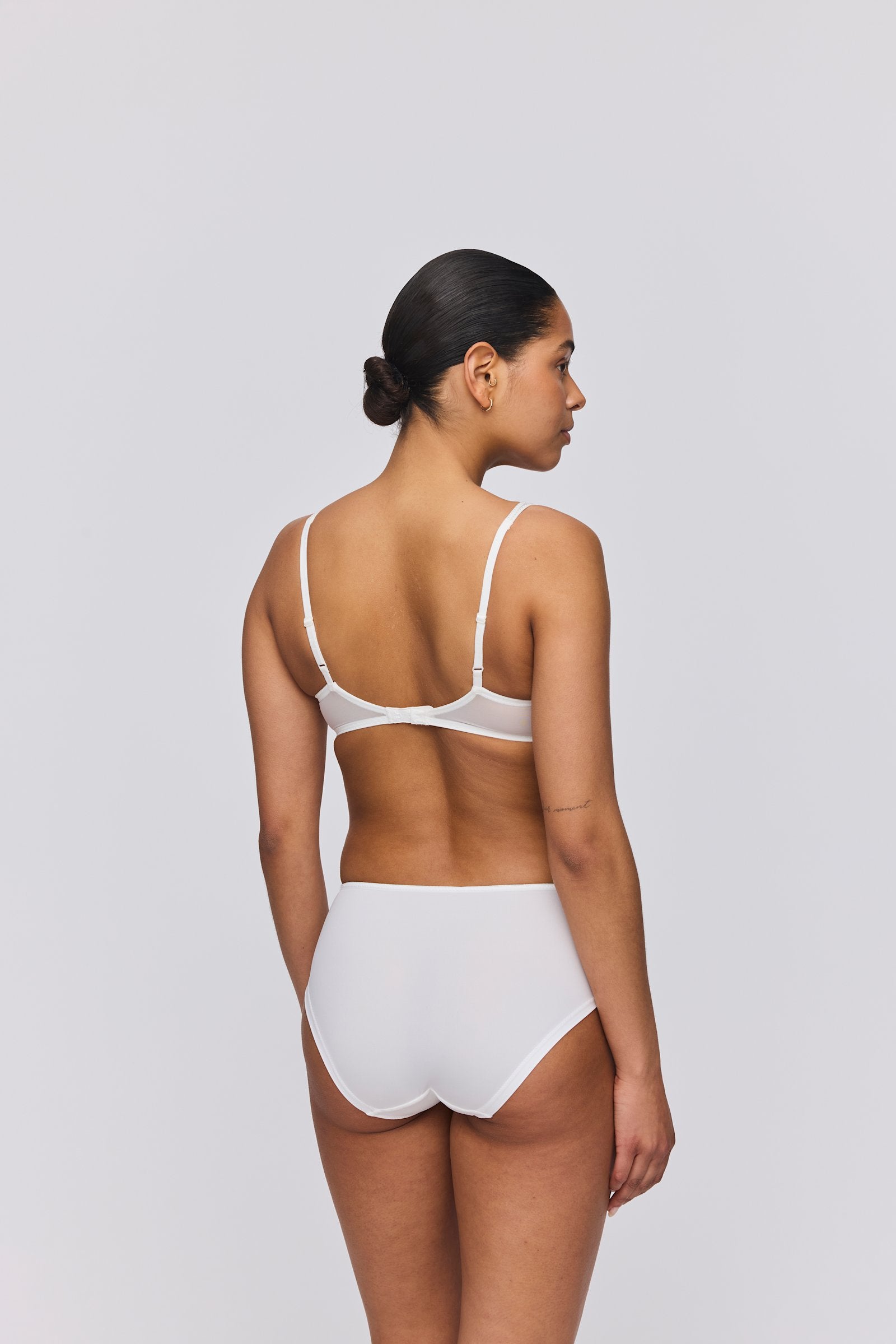 Marie Jo Heleen Padded Balcony Bra styled on model in Natural