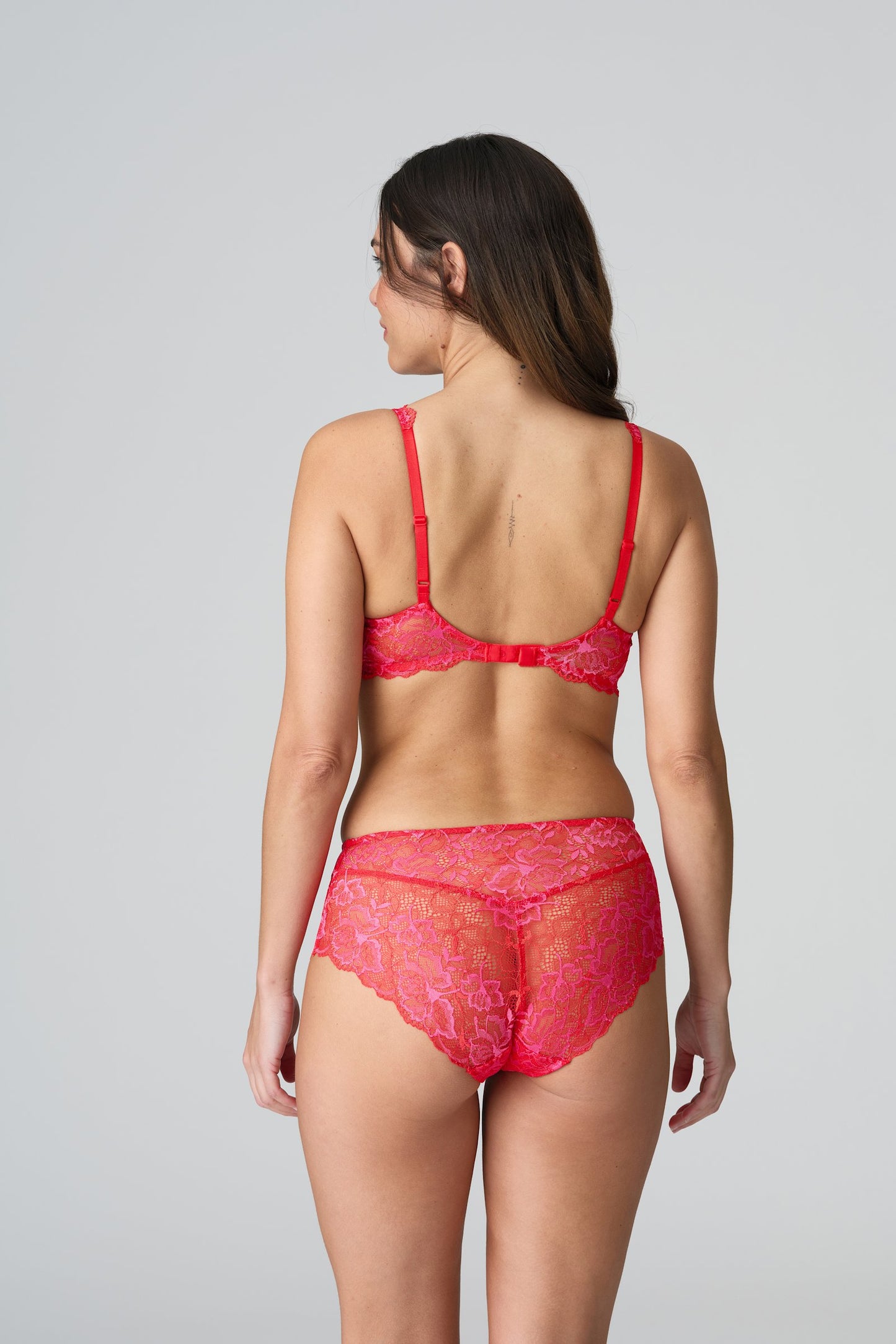 Marie Jo Manyla Padded Balcony Bra styled on model in Pixie Red